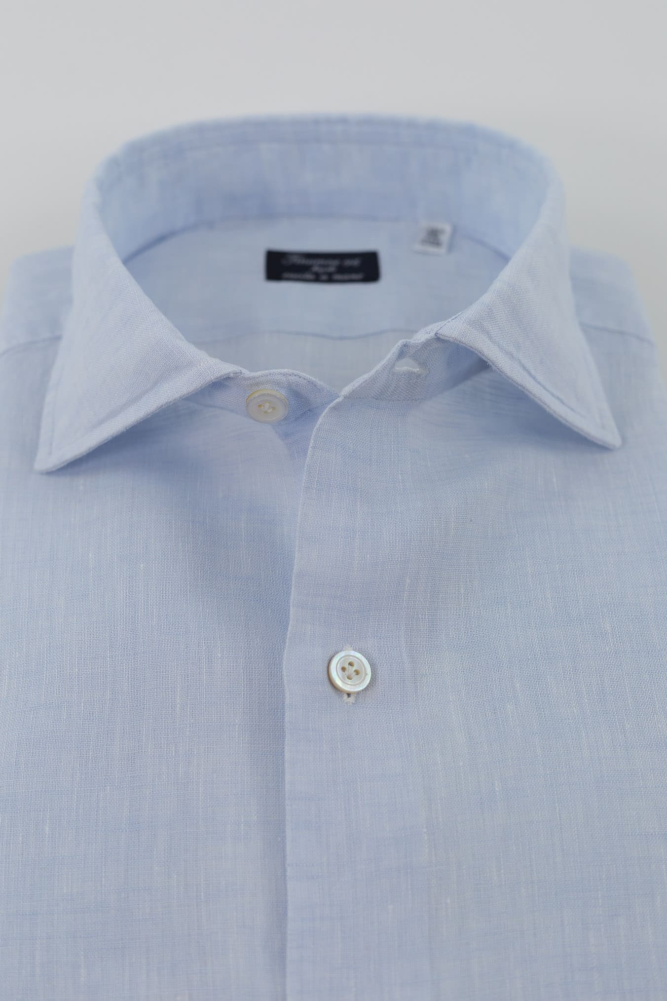 FINAMORE Camicia Napoli Lino Celeste di Finamore