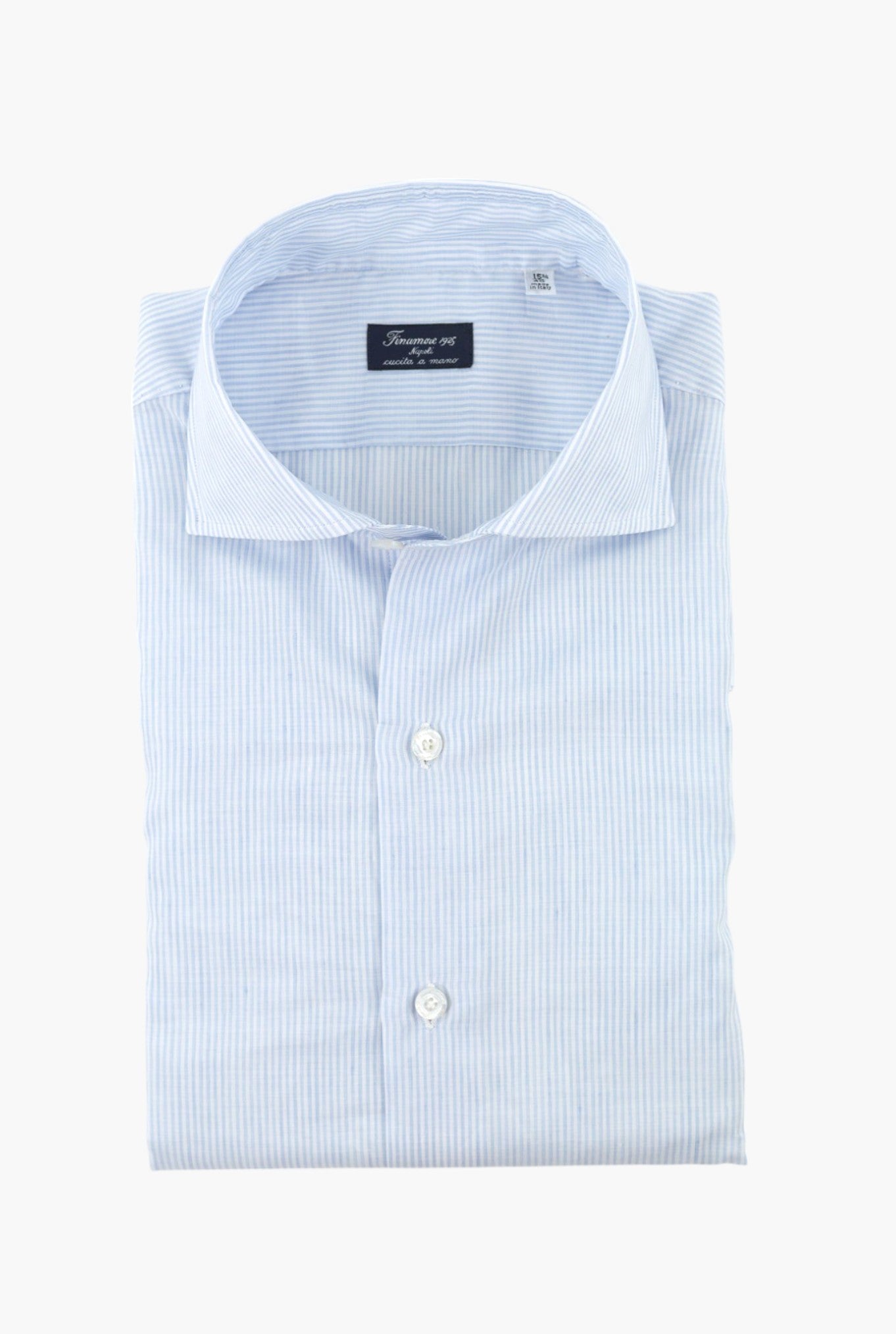 FINAMORE Camicia Napoli Tessuto Riva Righe Azzurre