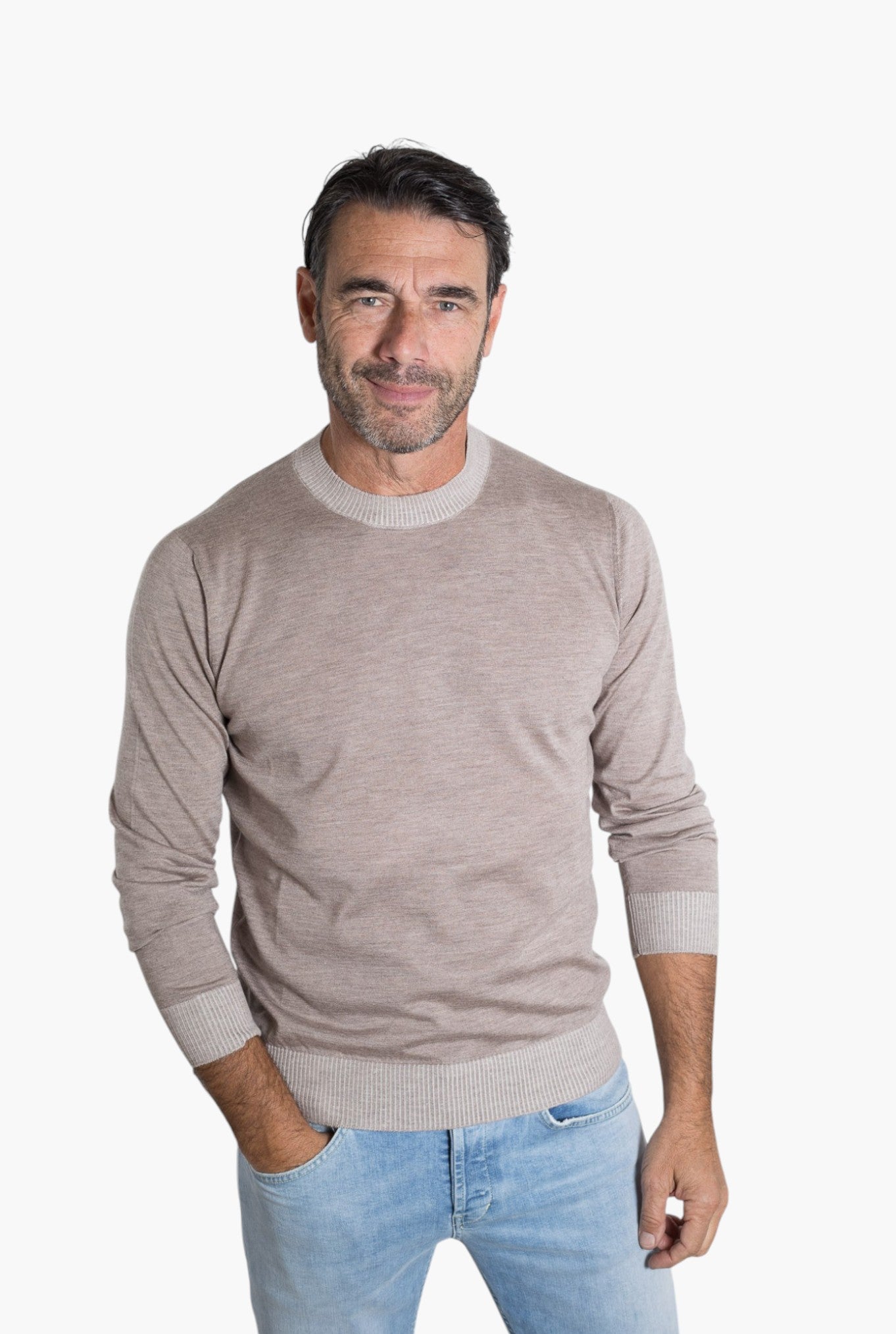 FIORONI Girocollo Vanisé Cashmere Seta Superlight Tortora