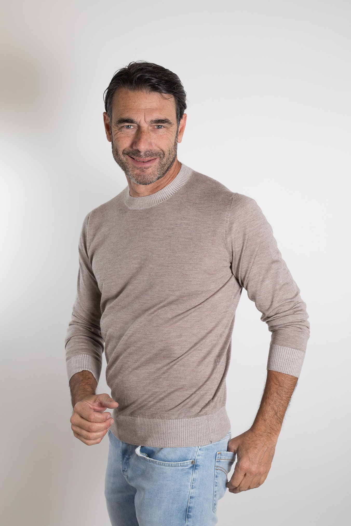 FIORONI Girocollo Vanisé Cashmere Seta Superlight Tortora