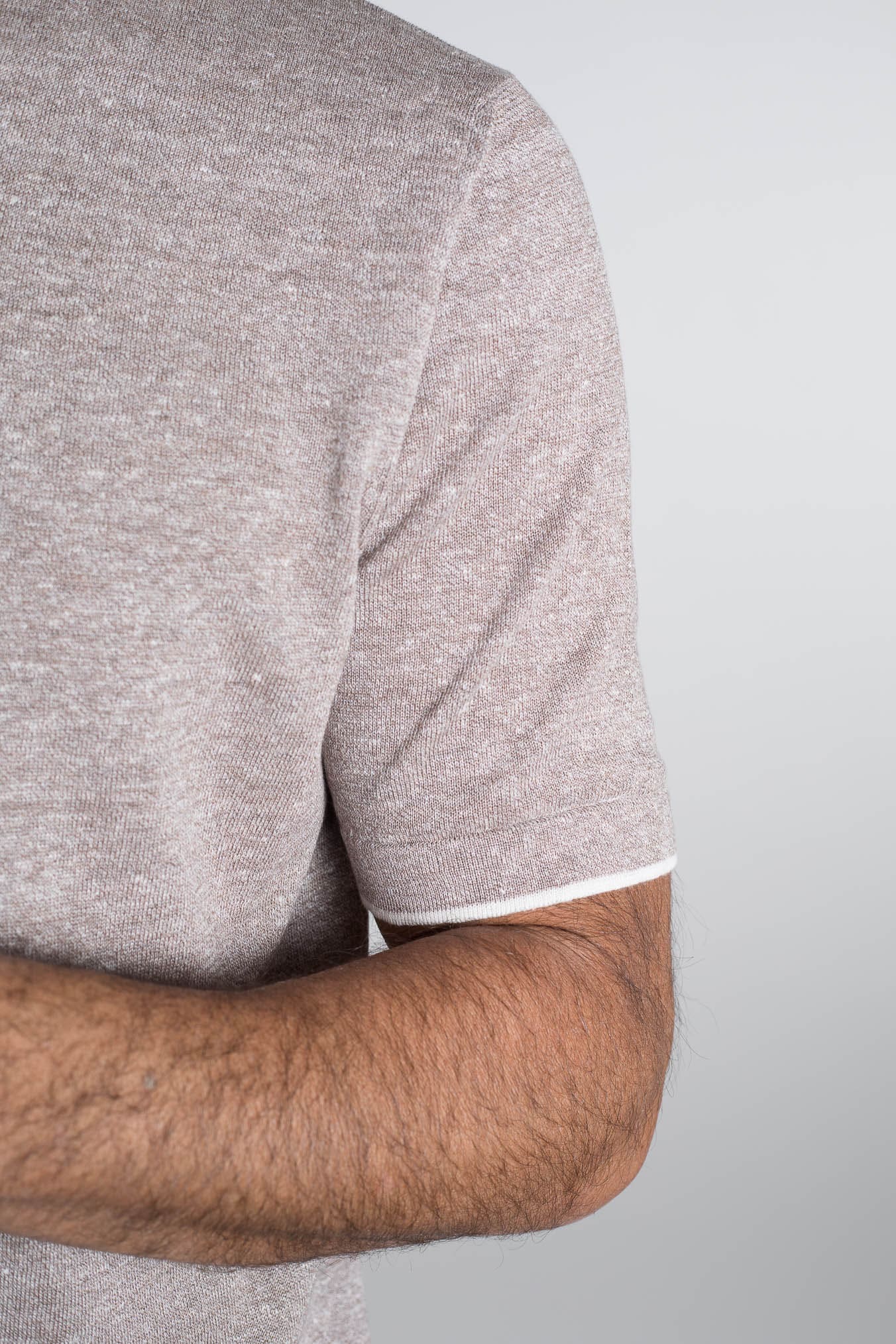 FIORONI Girocollo Doppio Collo Lino Cotone Tortora