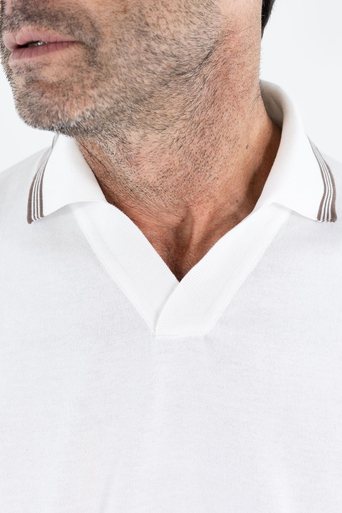 FIORONI Polo Skipper Collo Calciatore Bianco