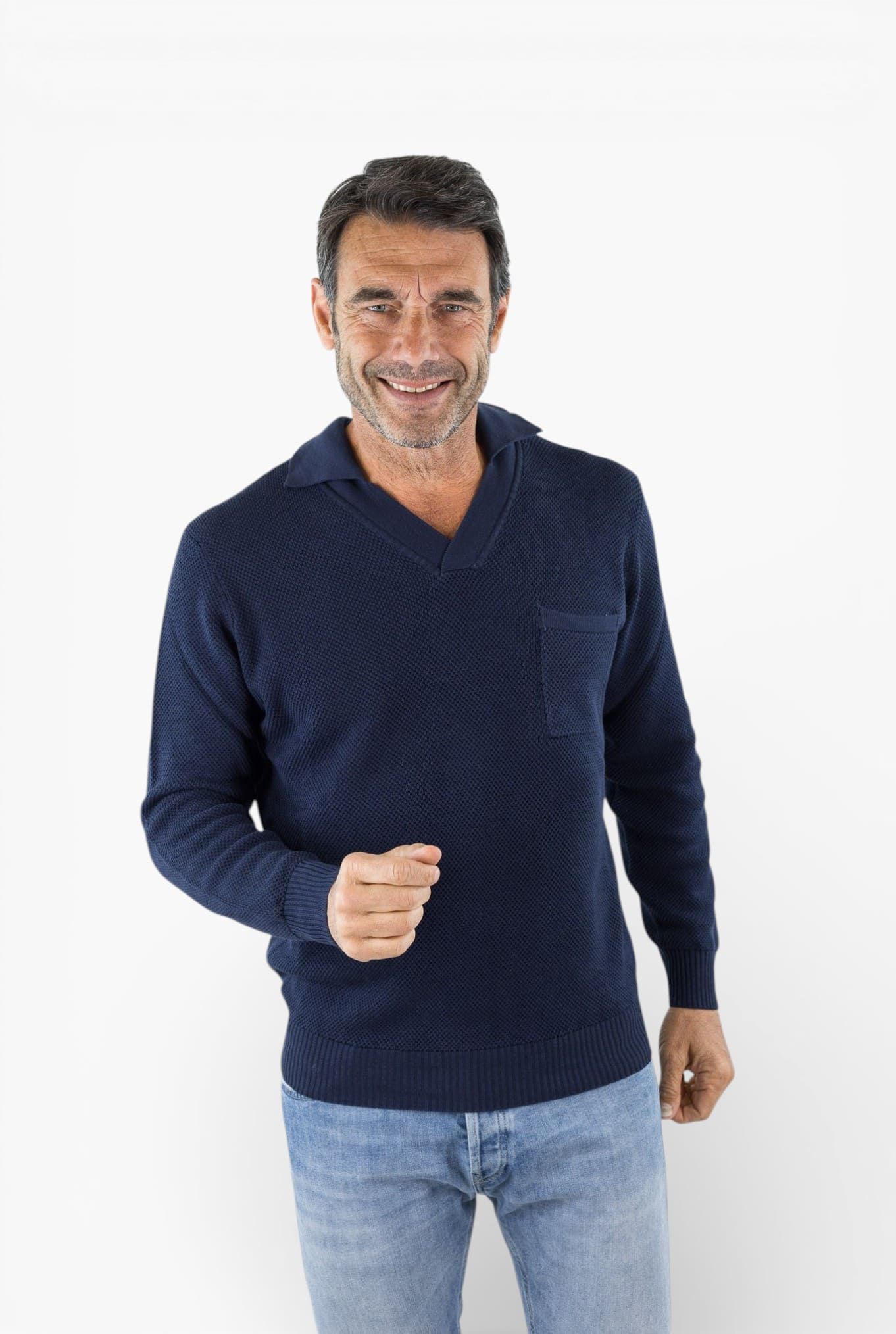 FIORONI Polo Collo Calciatore Piquet Blu