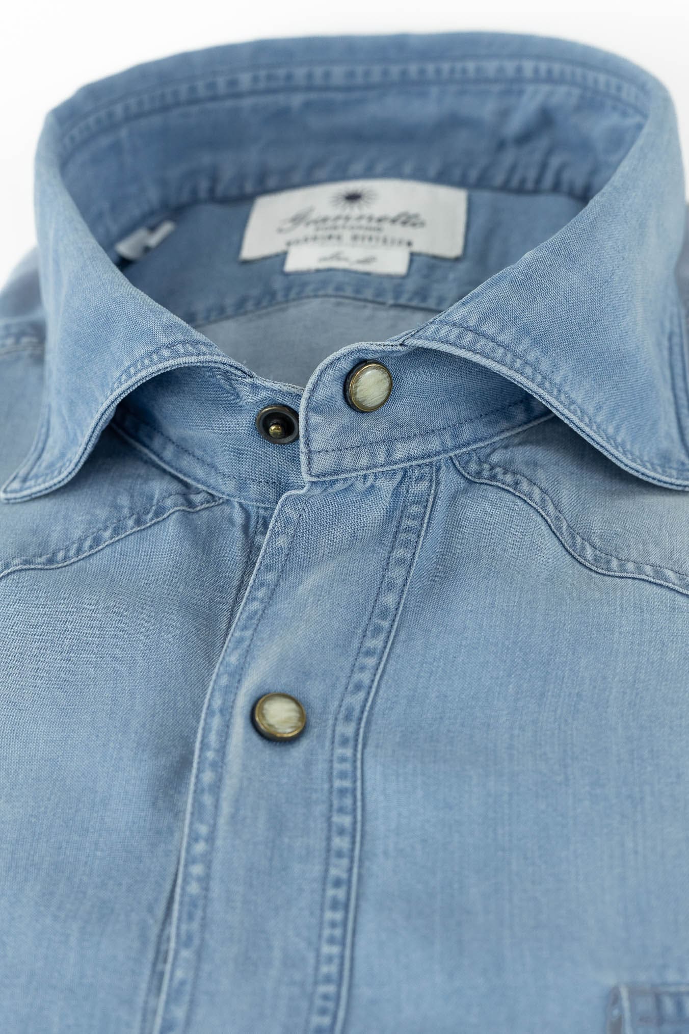 GIANNETTO PORTOFINO Camicia Texana Denim Chiaro Superlight