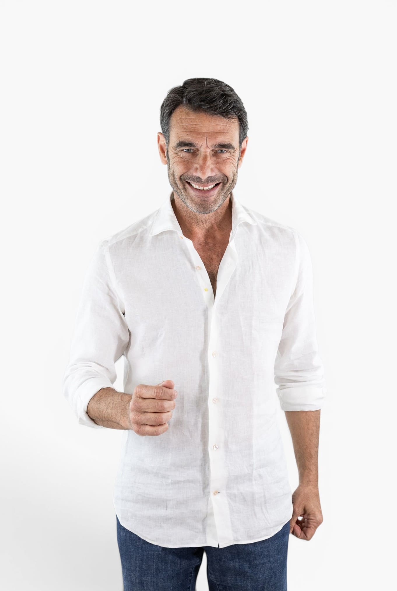 GIANNETTO PORTOFINO Camicia Lino Bianco SLIM FIT