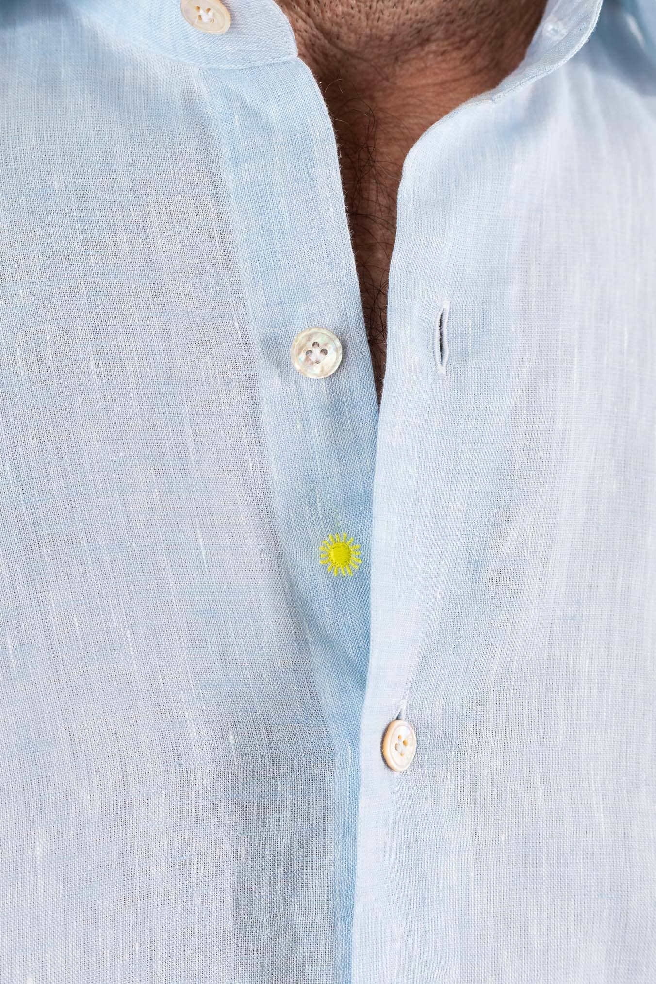 GIANNETTO PORTOFINO Camicia Lino Celeste COMFORT FIT