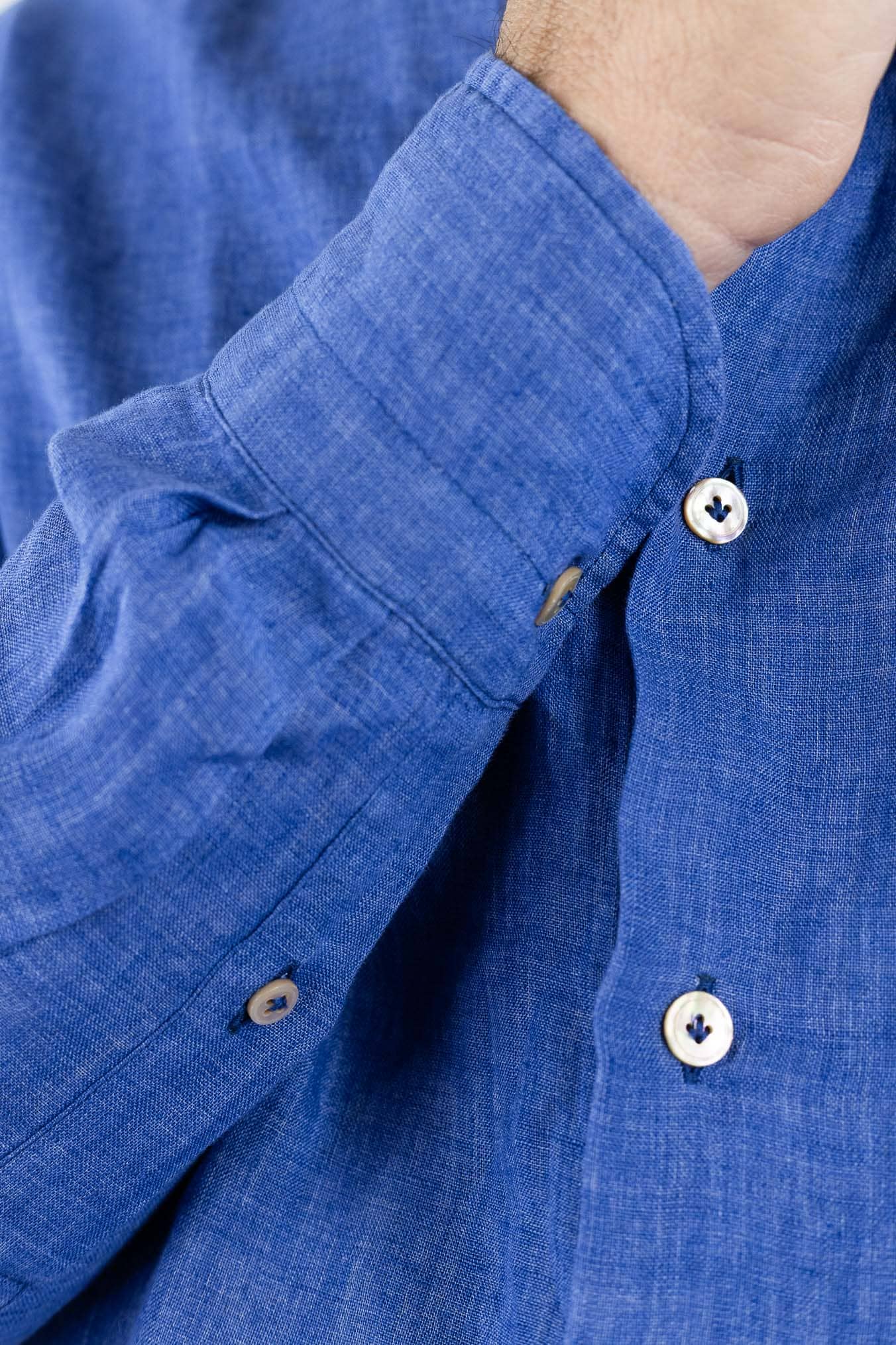 GIANNETTO PORTOFINO Camicia Lino Azzurro COMFORT FIT