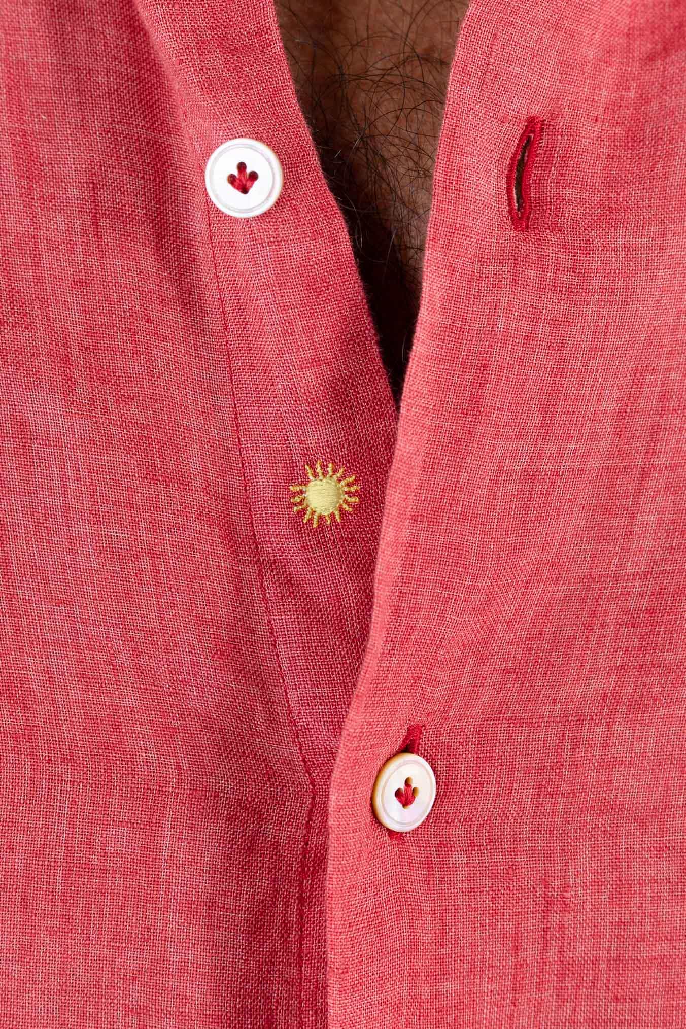 GIANNETTO PORTOFINO Camicia Lino Corallo COMFORT FIT