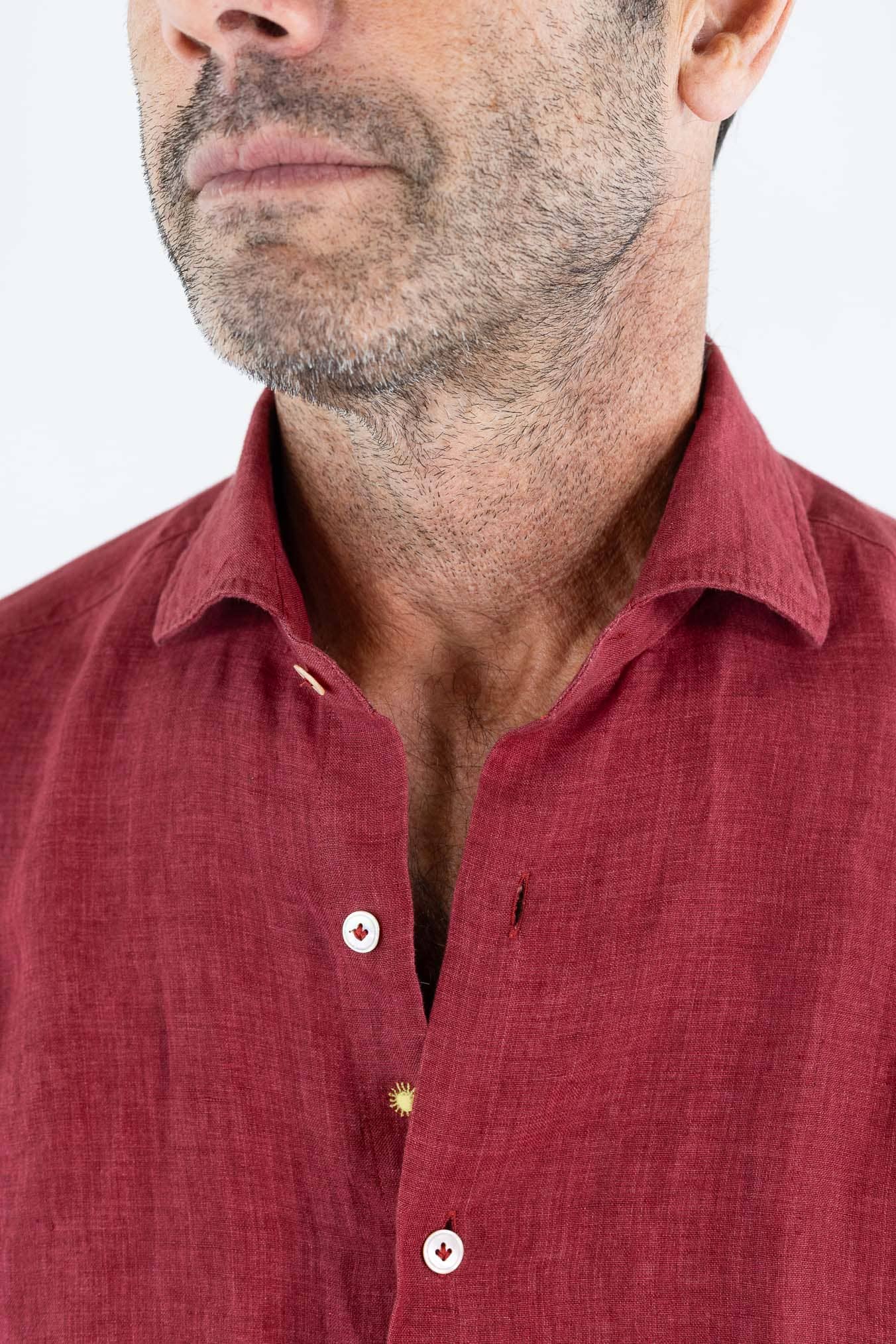 GIANNETTO PORTOFINO Camicia Lino Rosso SLIM FIT