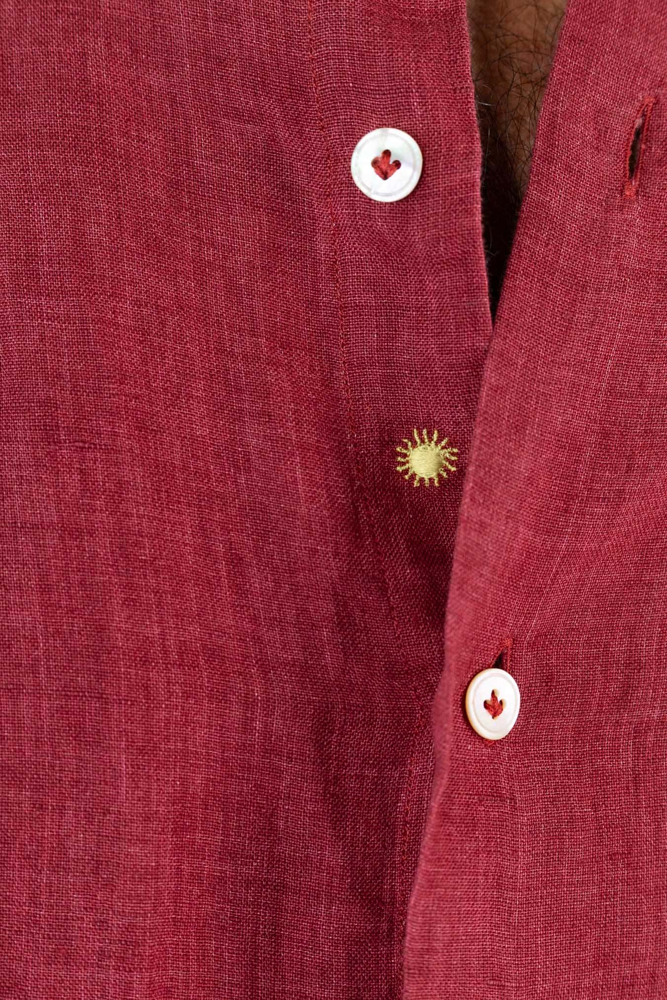 GIANNETTO PORTOFINO Camicia Lino Rosso SLIM FIT
