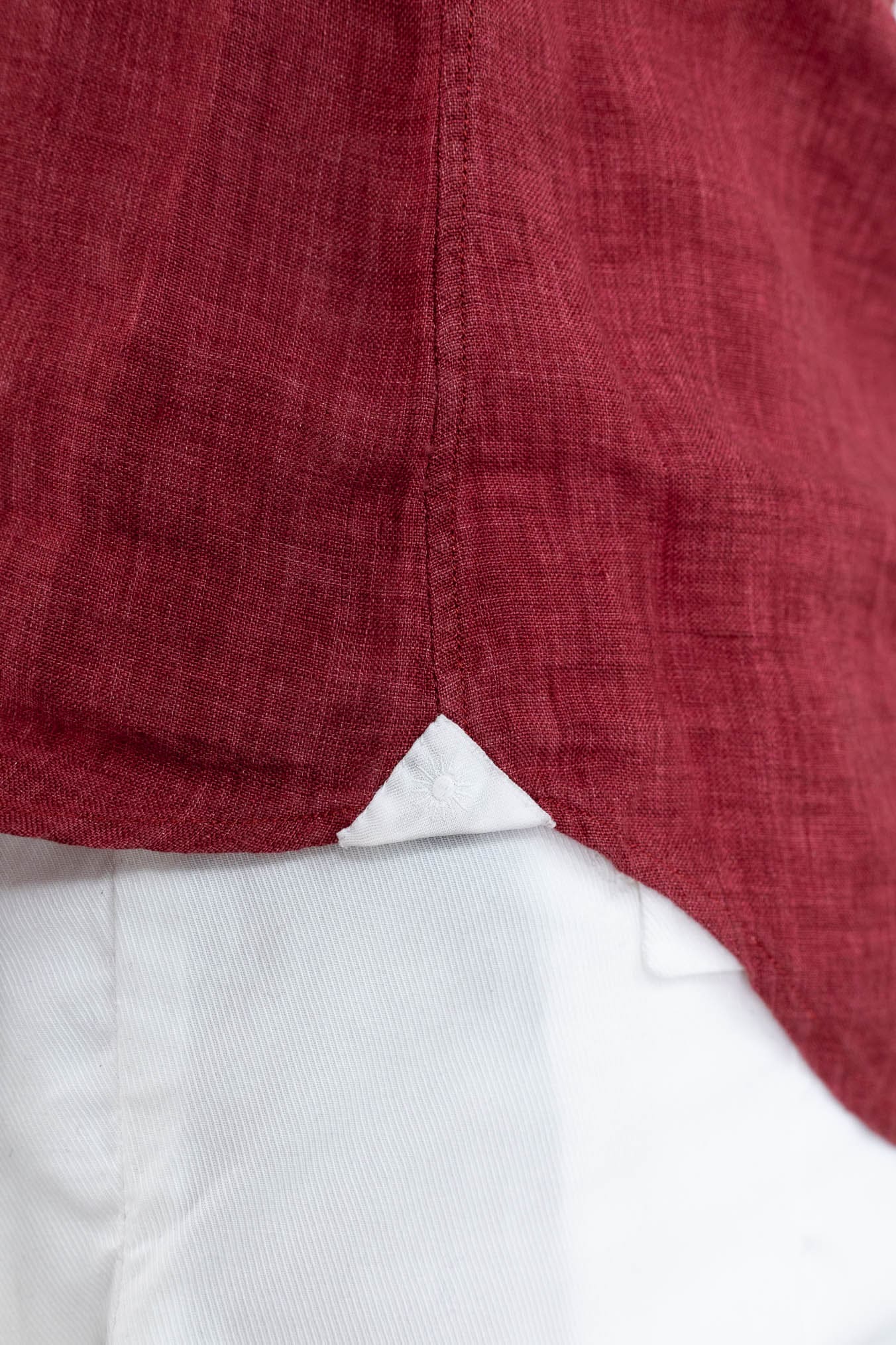 GIANNETTO PORTOFINO Camicia Lino Rosso SLIM FIT