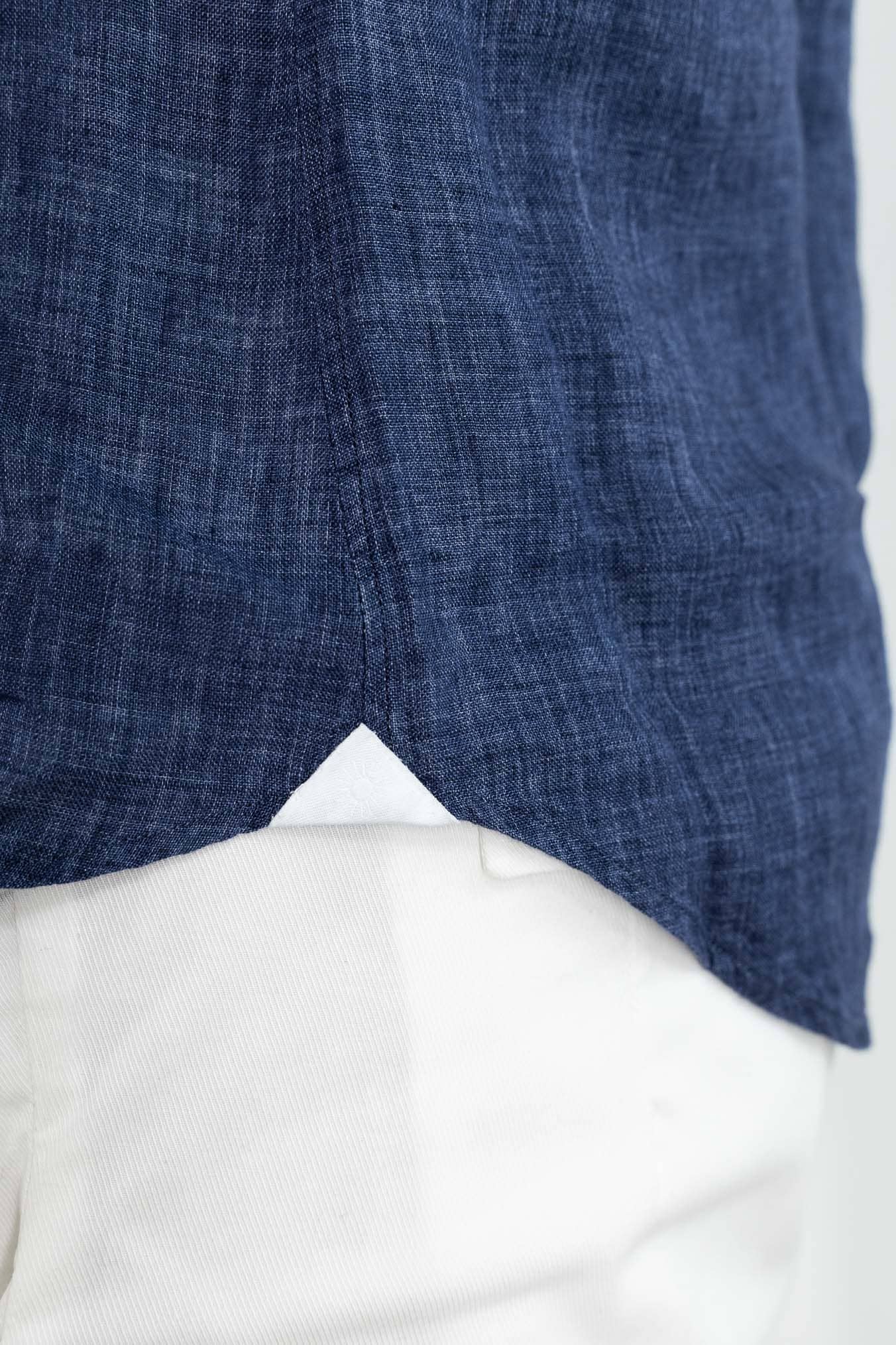 GIANNETTO PORTOFINO Camicia Lino Blu SLIM FIT