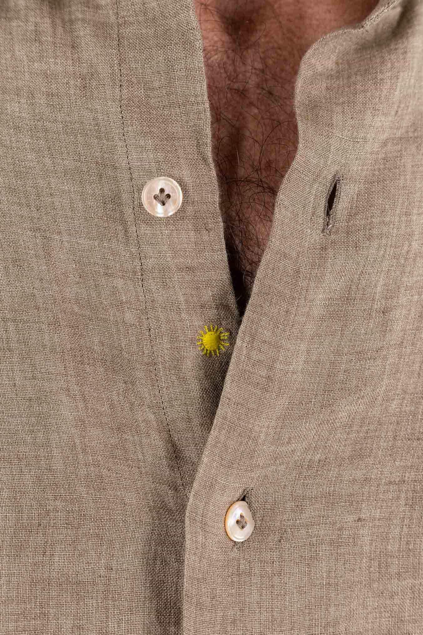 GIANNETTO PORTOFINO Camicia Lino Beige SLIM FIT