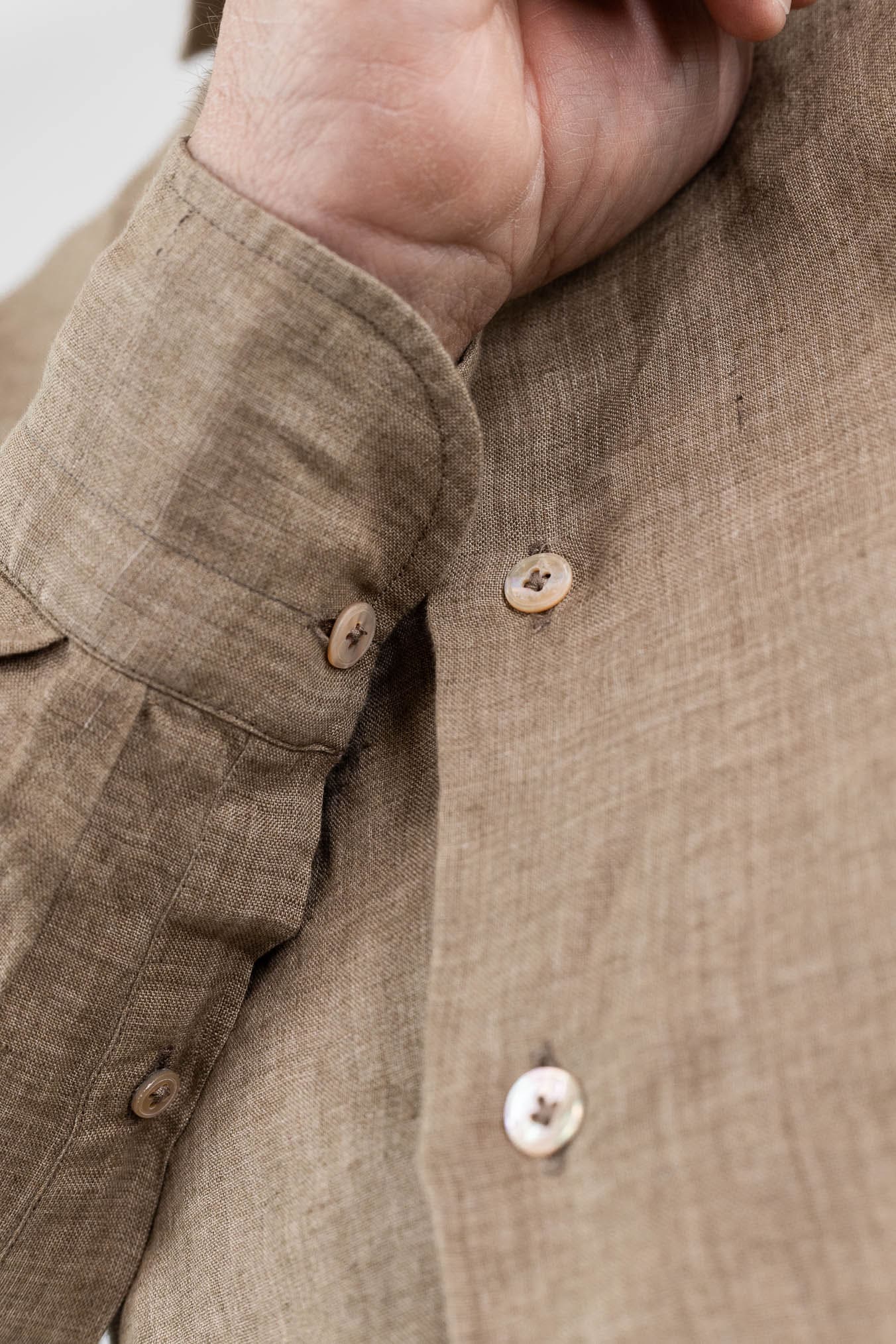 GIANNETTO PORTOFINO Camicia Lino Beige SLIM FIT