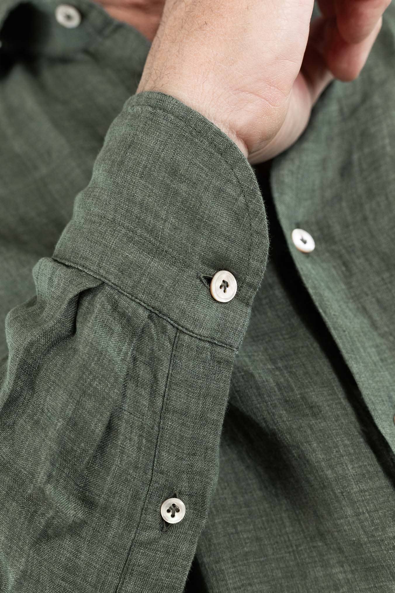 GIANNETTO PORTOFINO Camicia Lino Verde COMFORT FIT