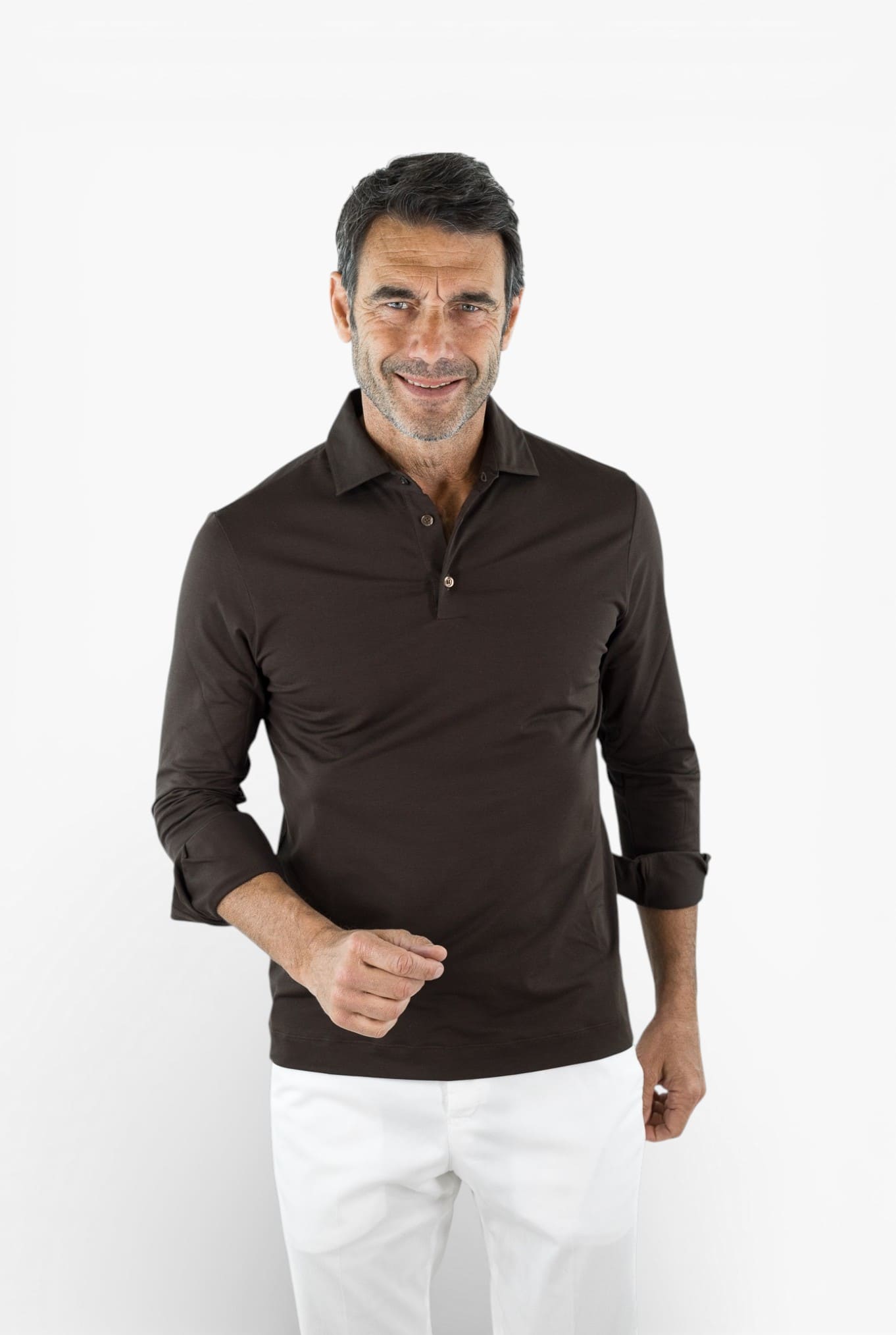 GUARINO Polo Cotone "Ossigeno" Moro