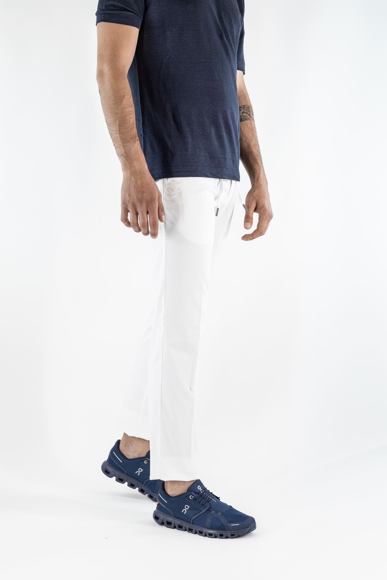 GUARINO Pantaloni Supersoft Coulisse Stretch Bianco