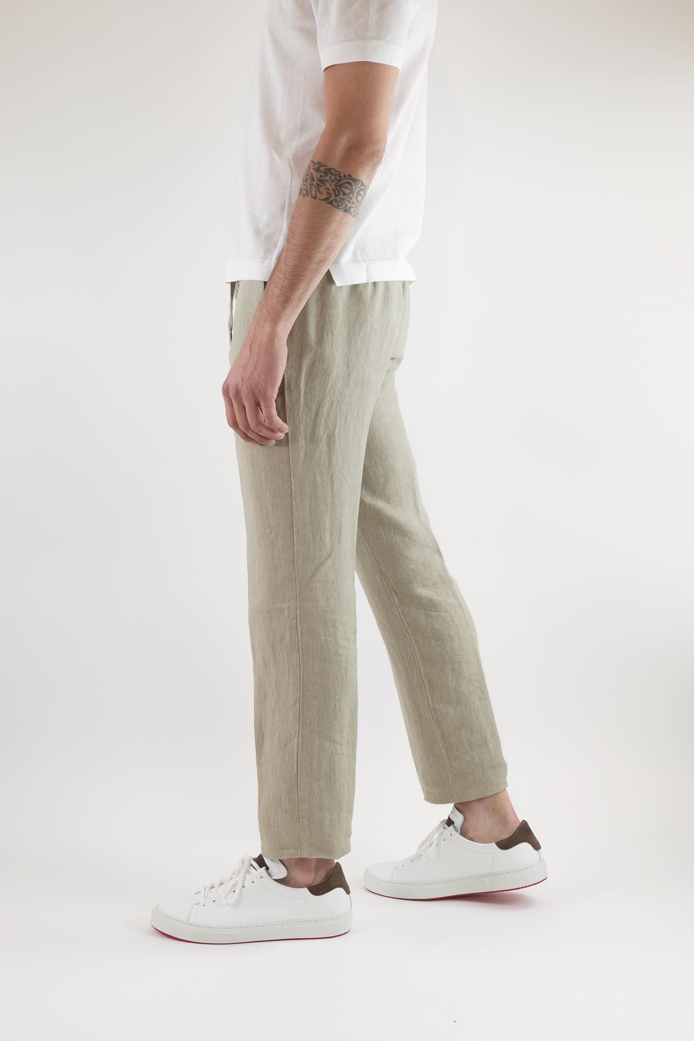 GUARINO Pantaloni Coulisse Lino Beige