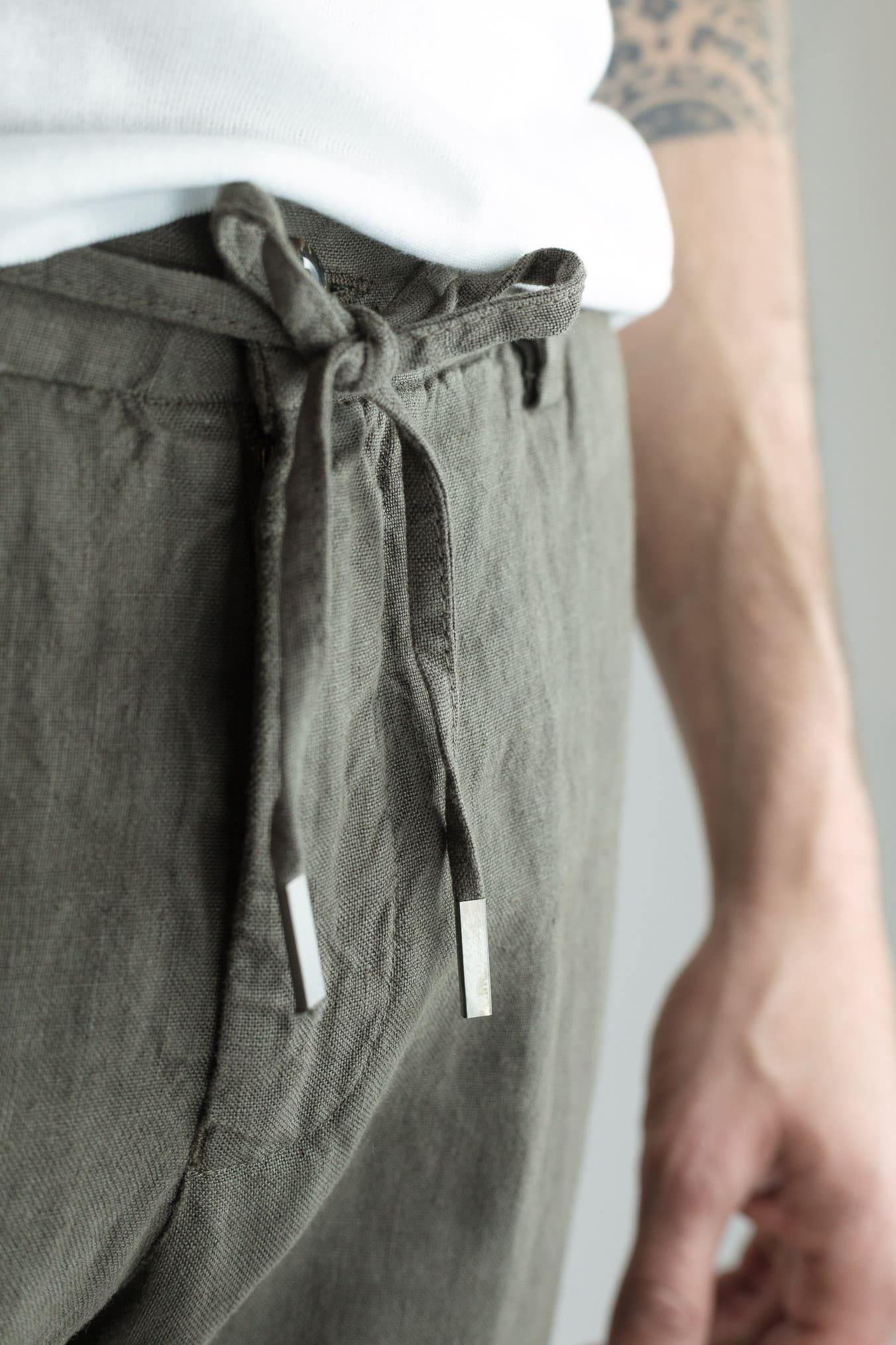 GUARINO Pantaloni Coulisse Lino Testa di Moro