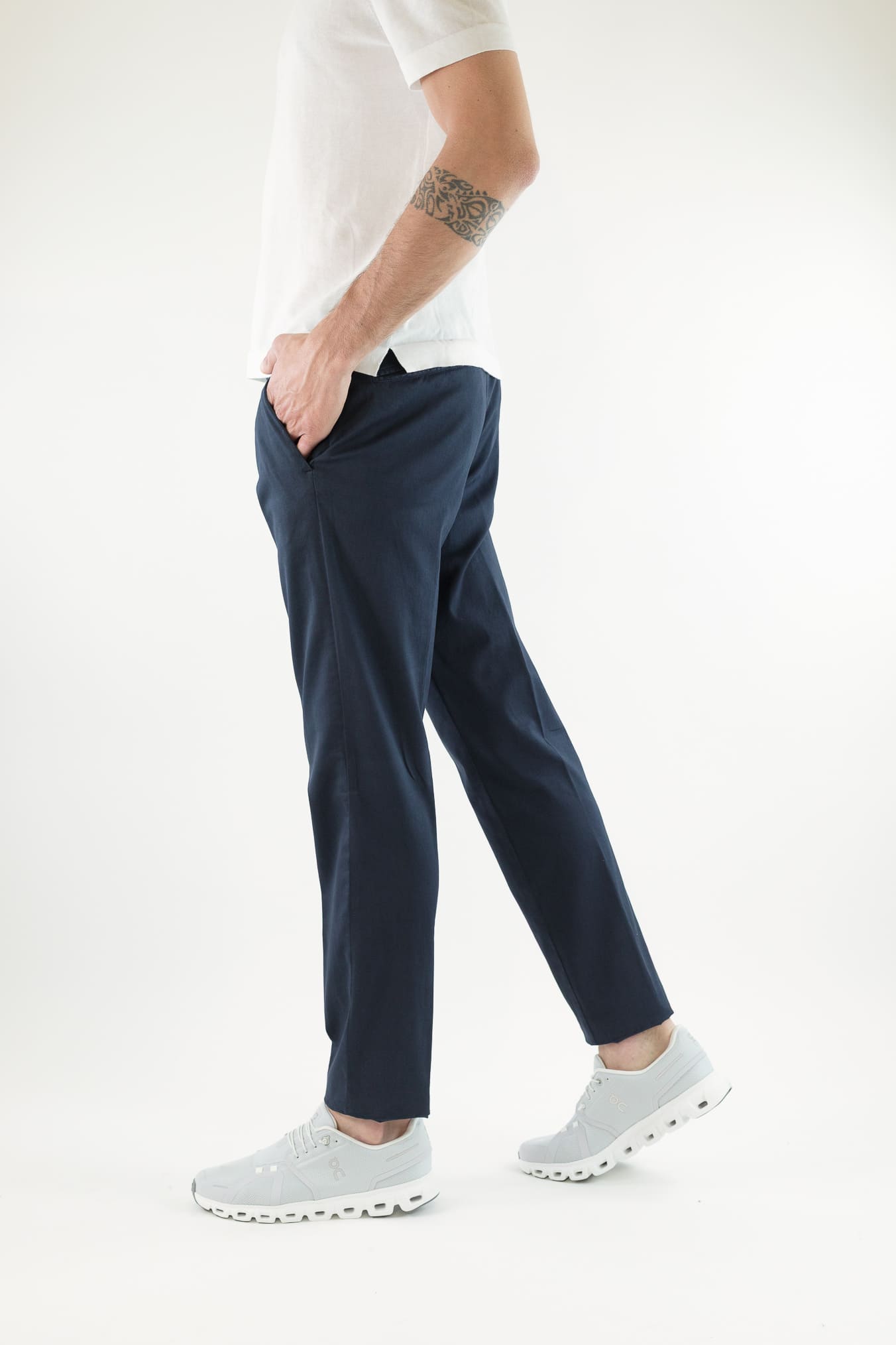 GUARINO Pantaloni Supersoft Cotone Seta Blu
