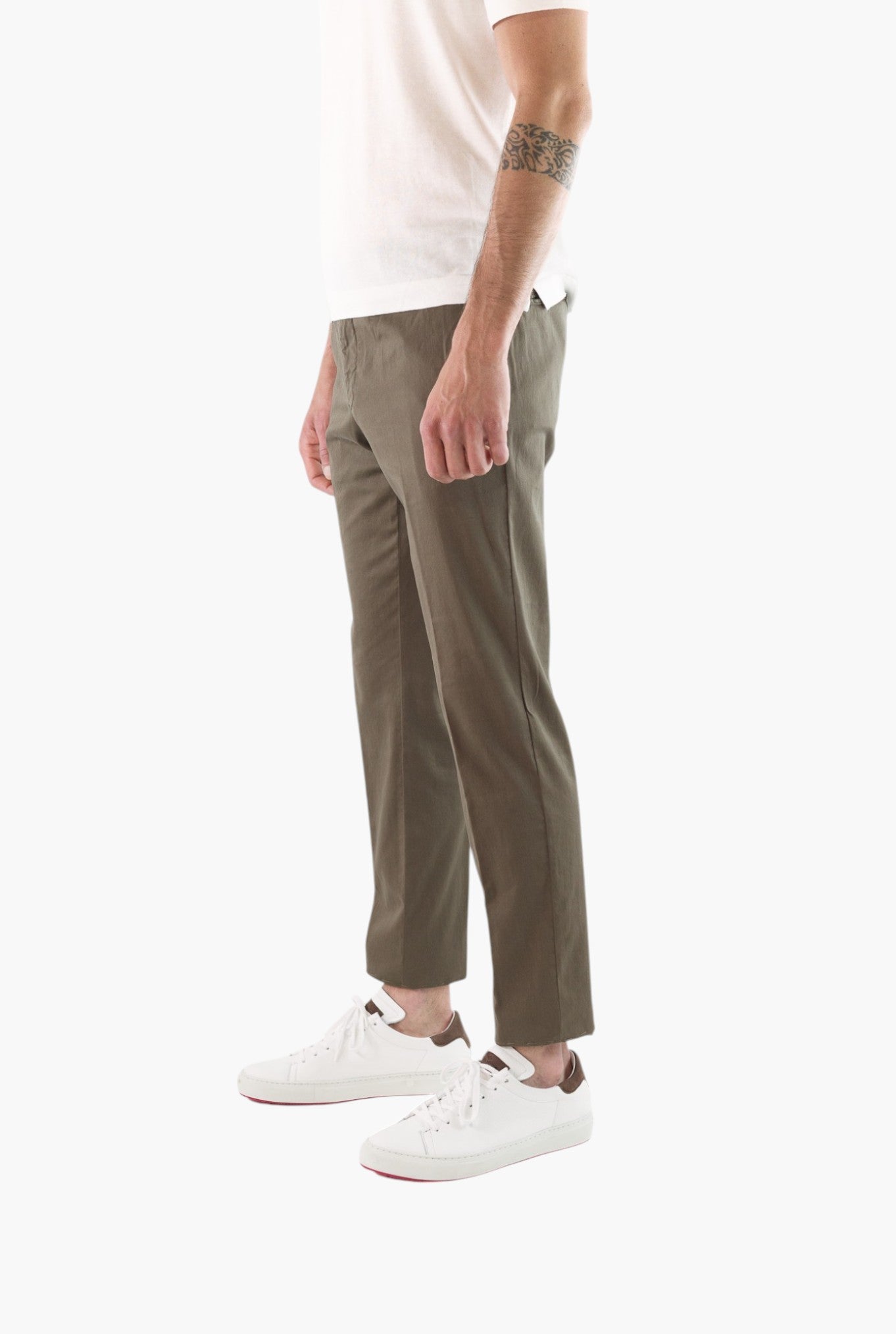 GUARINO Pantaloni Supersoft Cotone Seta Fango