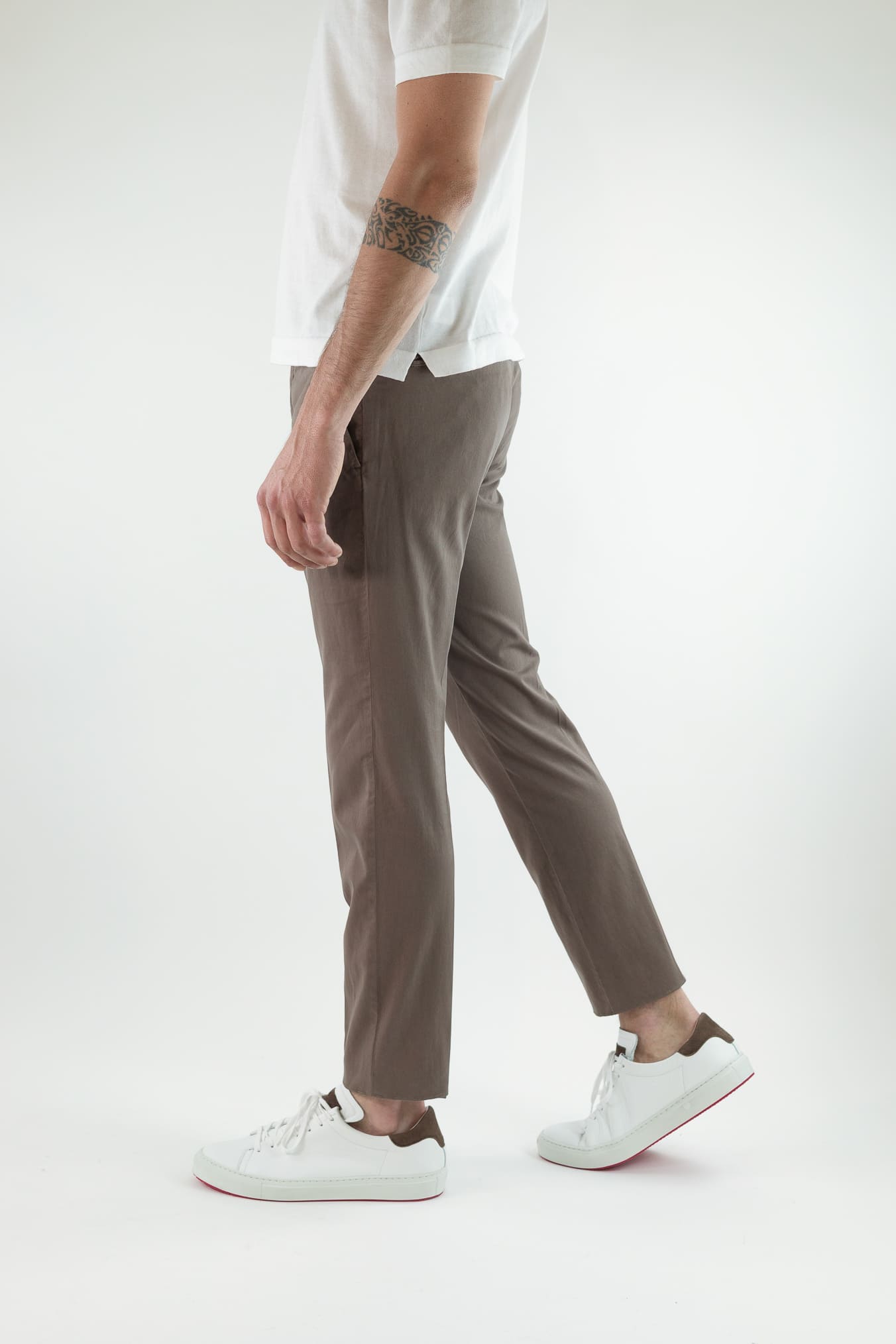 GUARINO Pantaloni Supersoft Cotone Seta Tortora