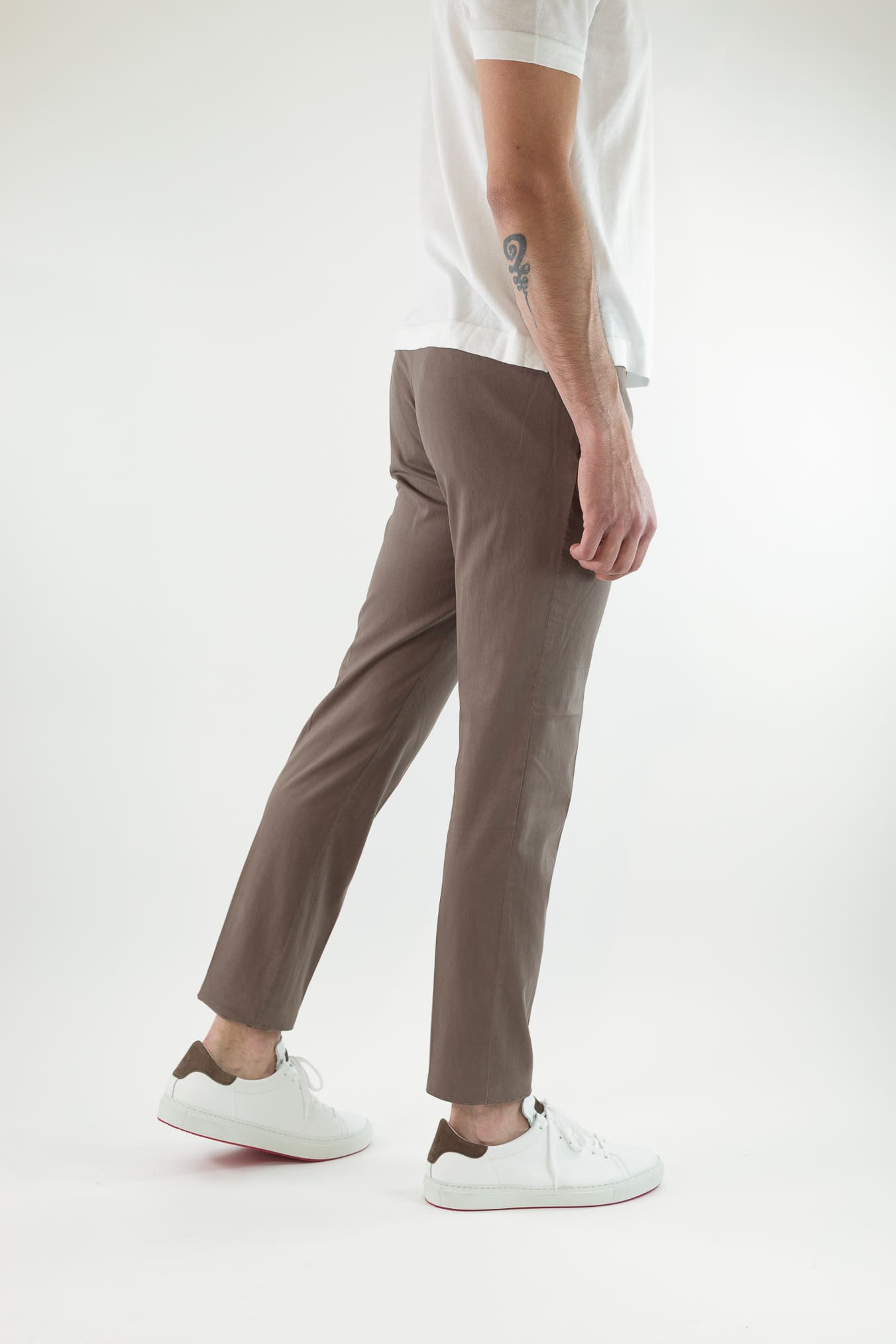 GUARINO Pantaloni Supersoft Cotone Seta Tortora