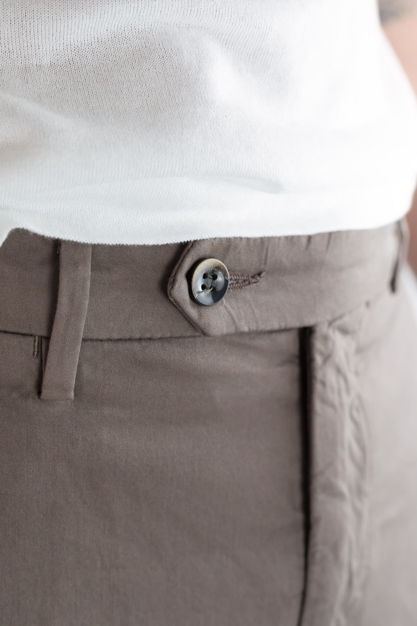 GUARINO Pantaloni Supersoft Cotone Seta Tortora