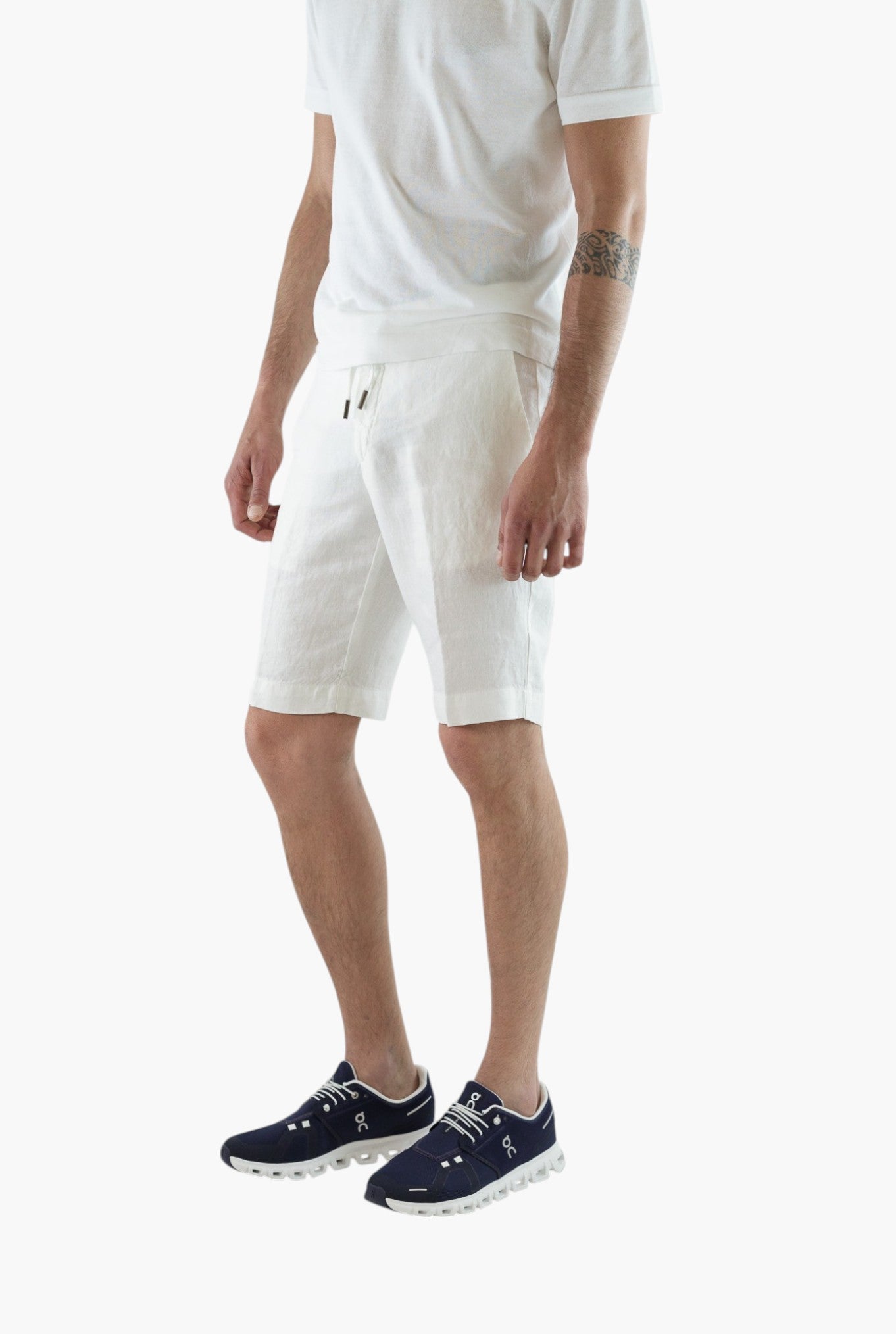 GUARINO Bermuda Coulisse Lino Bianco Washed