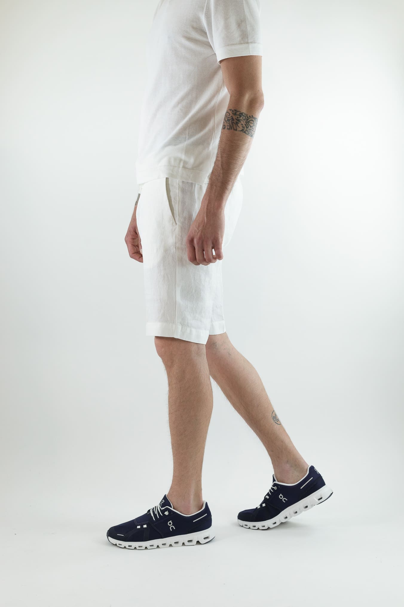 GUARINO Bermuda Coulisse Lino Bianco Washed