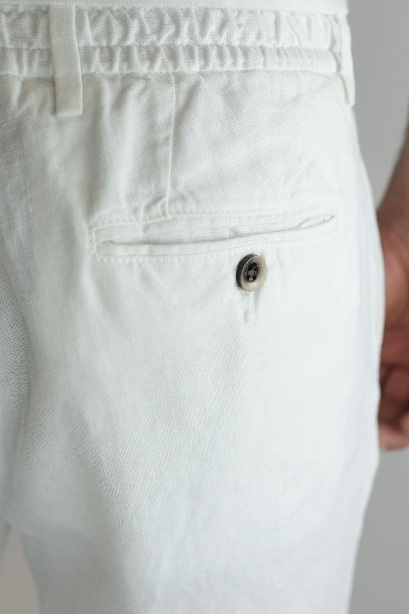 GUARINO Bermuda Coulisse Lino Bianco Washed