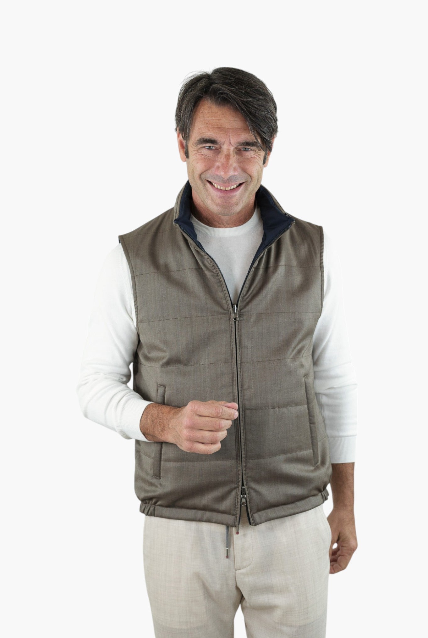 GUARINO Gilet Reversibile Vitale Barberis Tortora e Blu