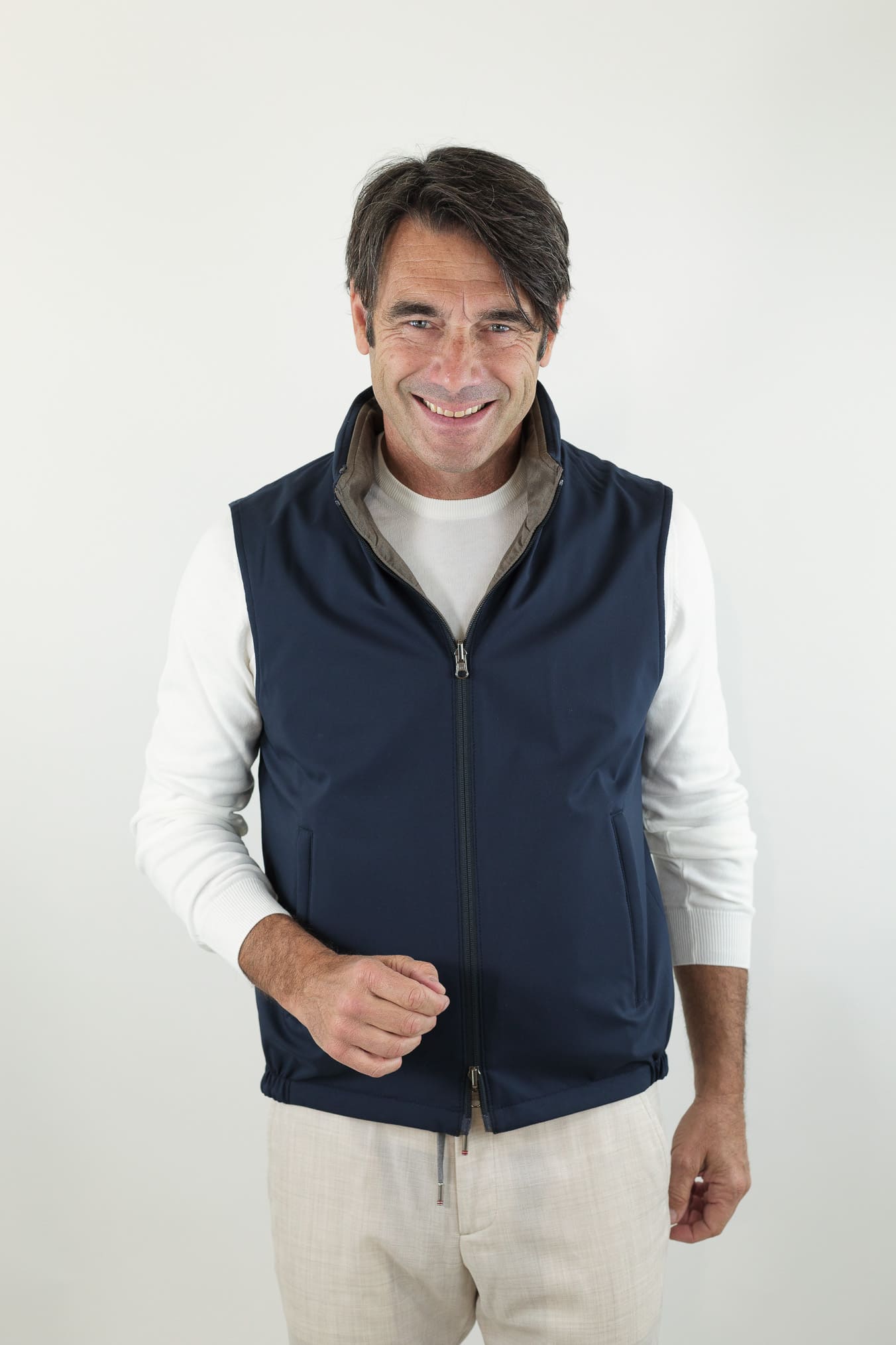 GUARINO Gilet Reversibile Vitale Barberis Tortora e Blu