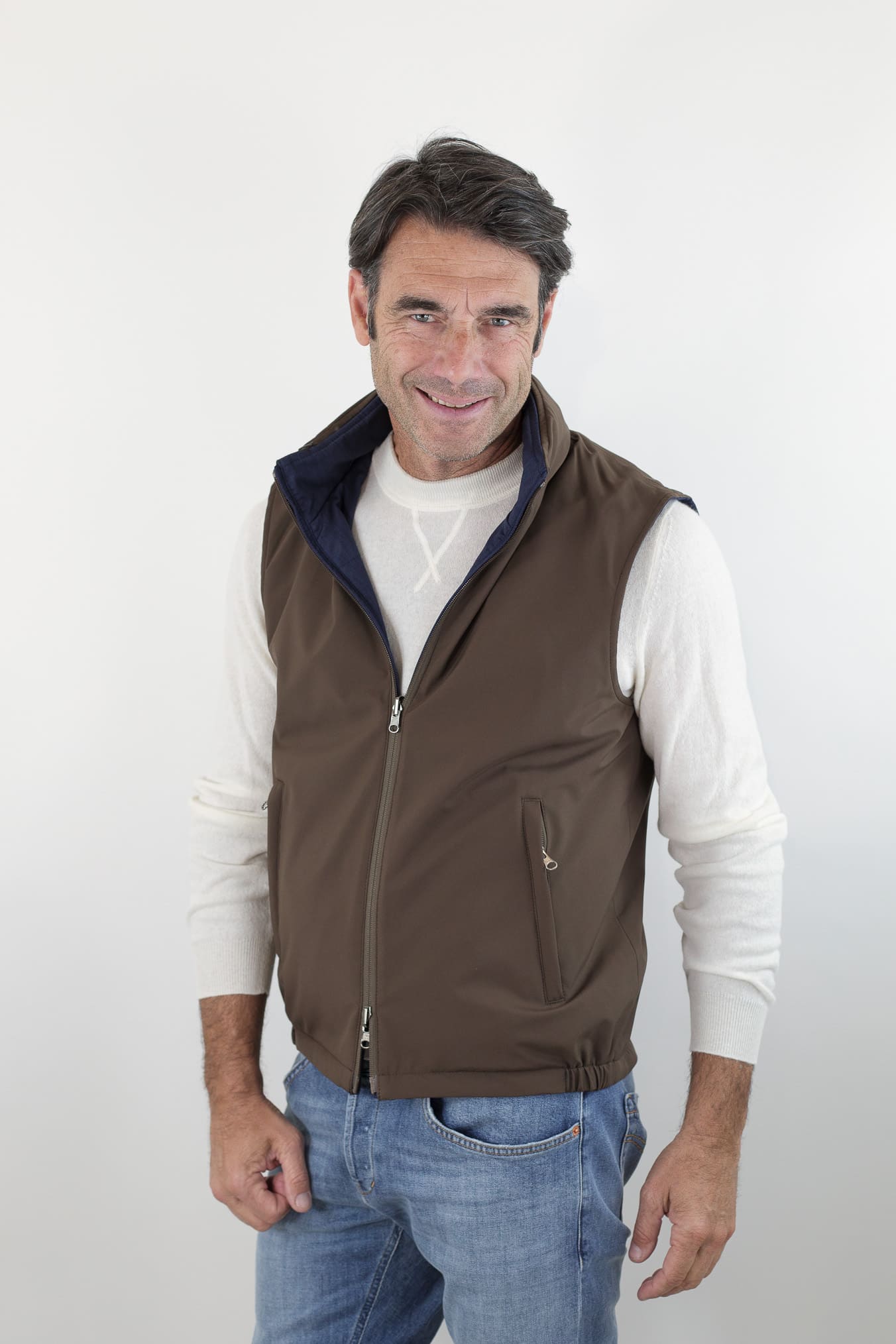 GUARINO Gilet Reversibile Vitale Barberis Blu e Testa di Moro