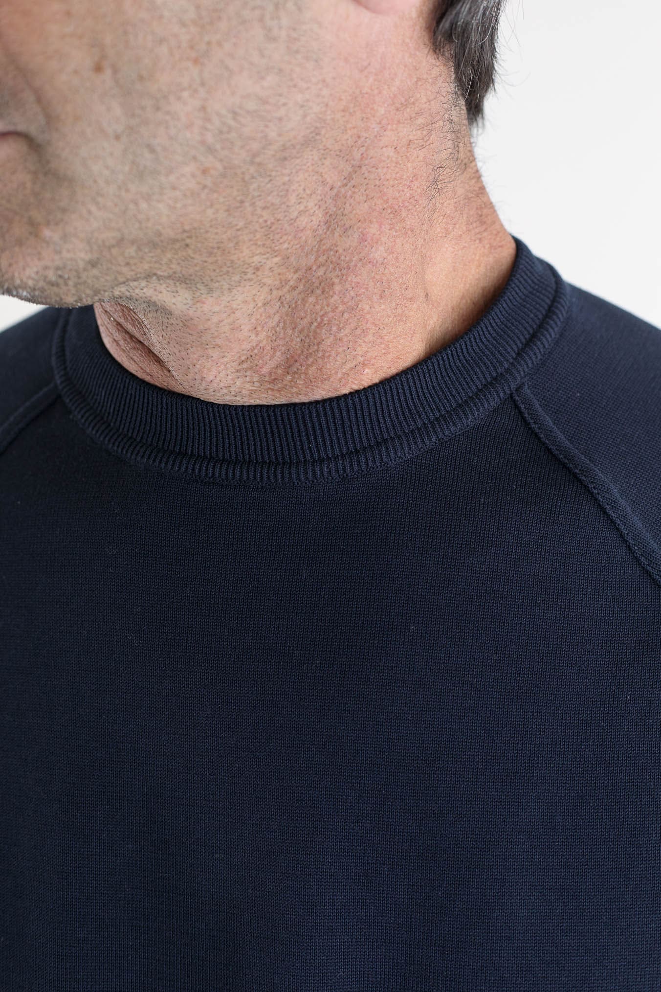 GUARINO Girocollo Raglan Maniche Lunghe Cotone Blu Scuro