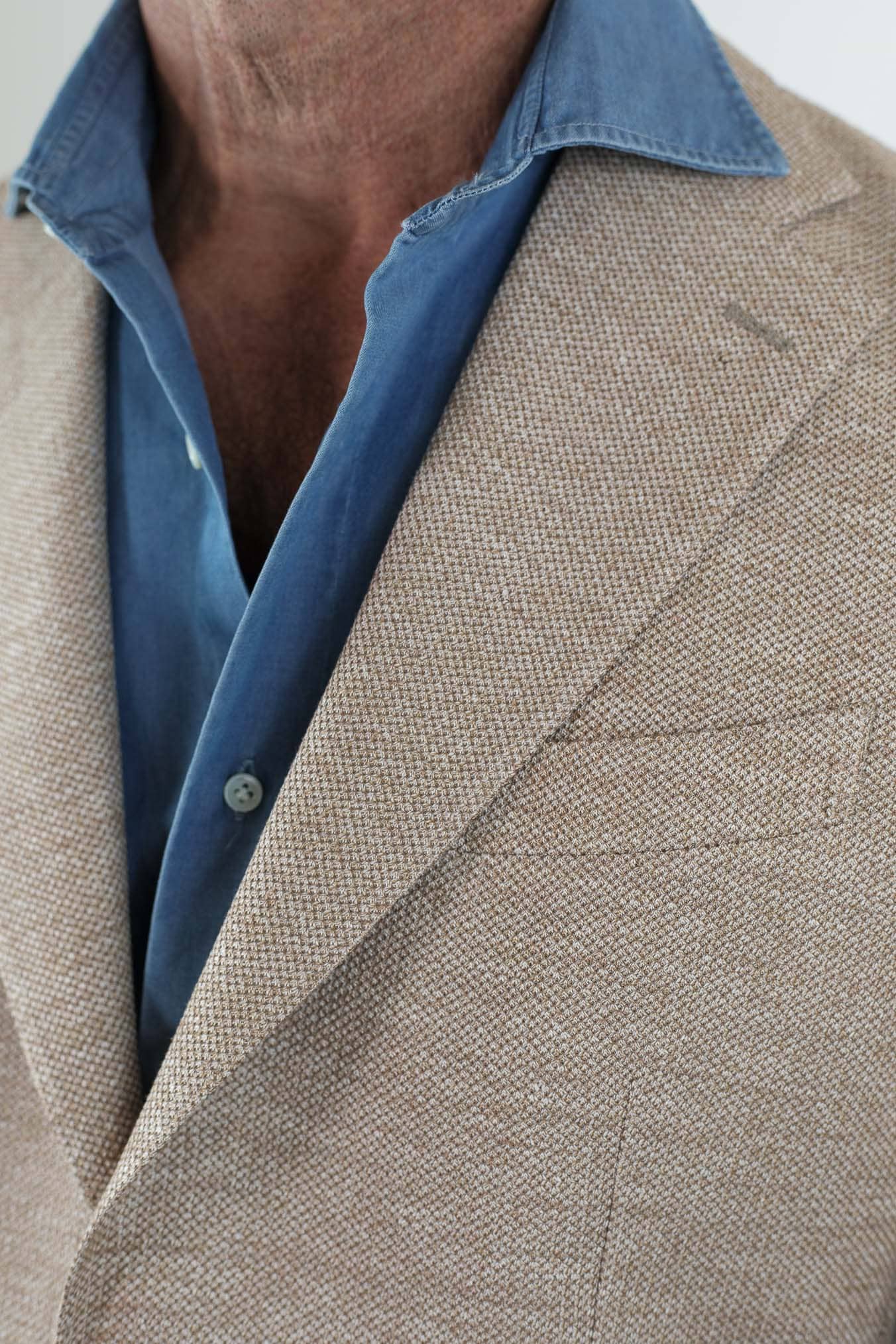 GUARINO Giacca in Jersey di Lino e Cotone Nocciola Mélange