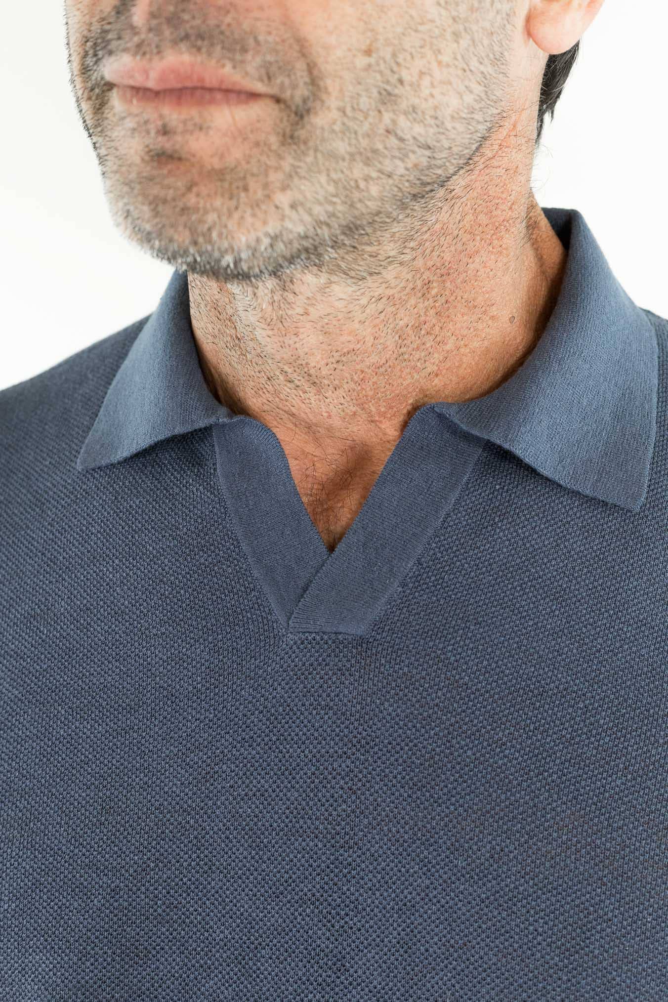 GUARINO Polo Skipper Piquet Seta Lino Denim
