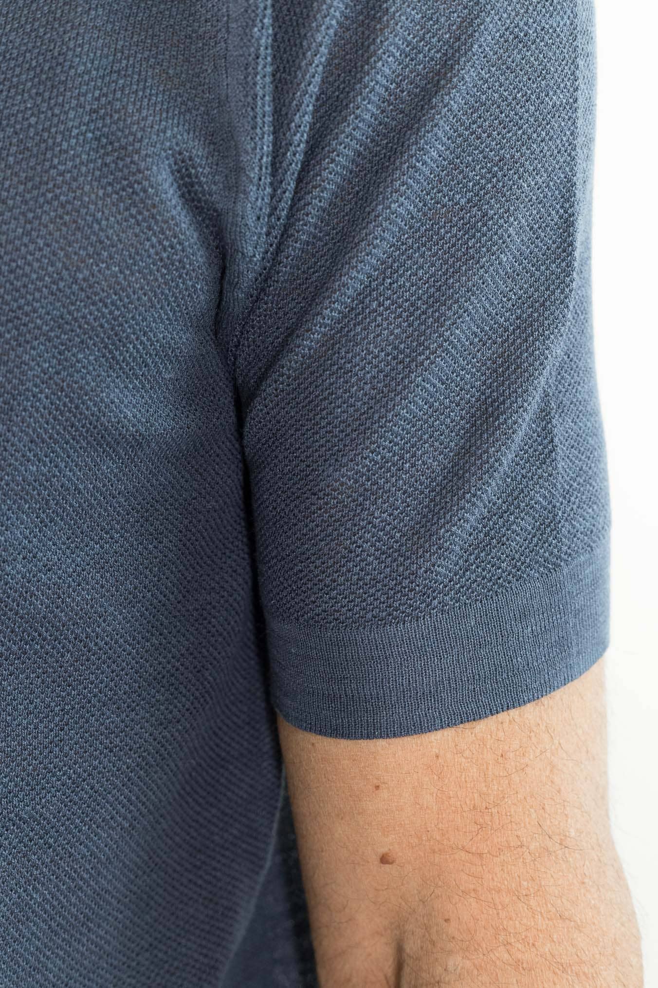 GUARINO Polo Skipper Piquet Seta Lino Denim