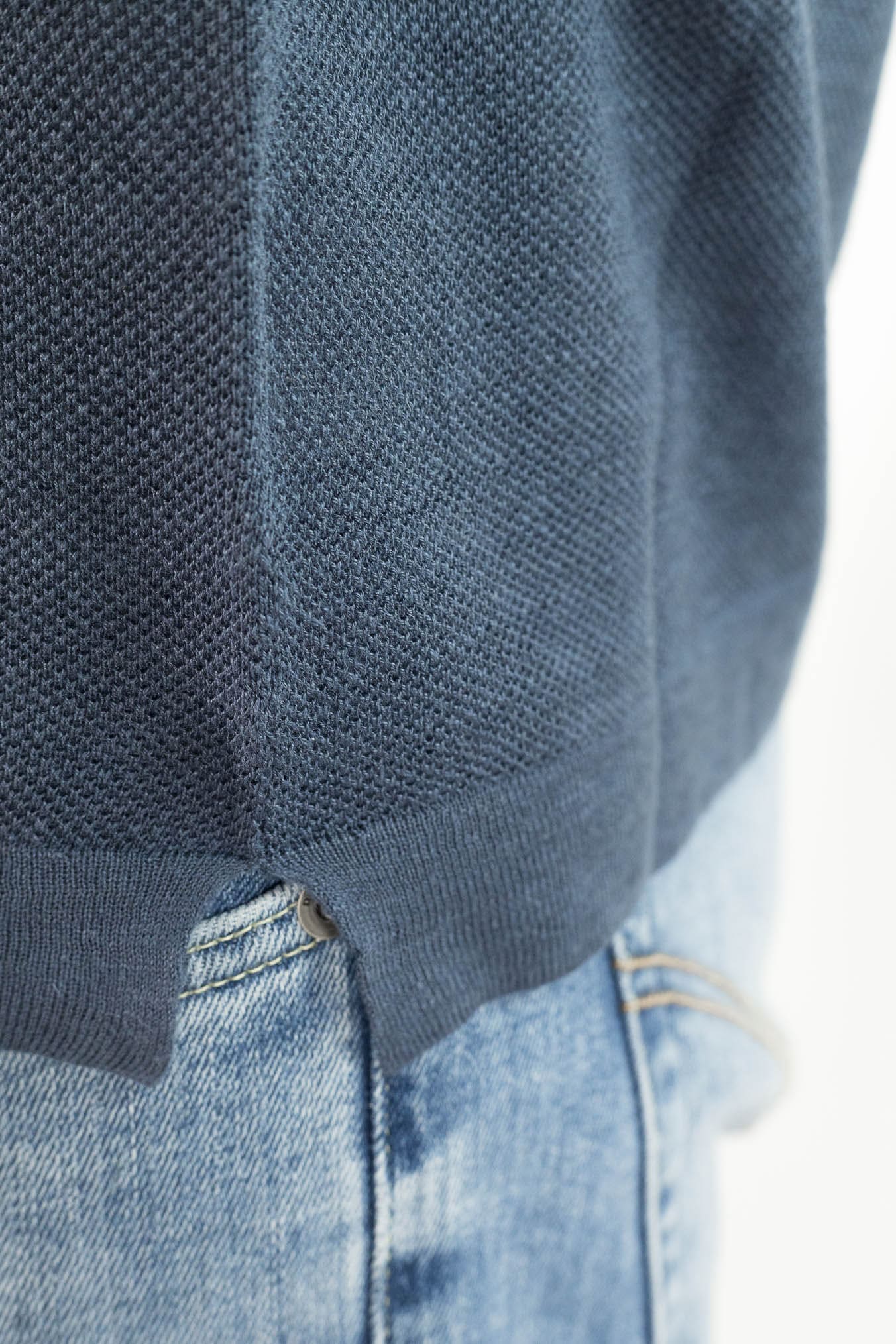 GUARINO Polo Skipper Piquet Seta Lino Denim