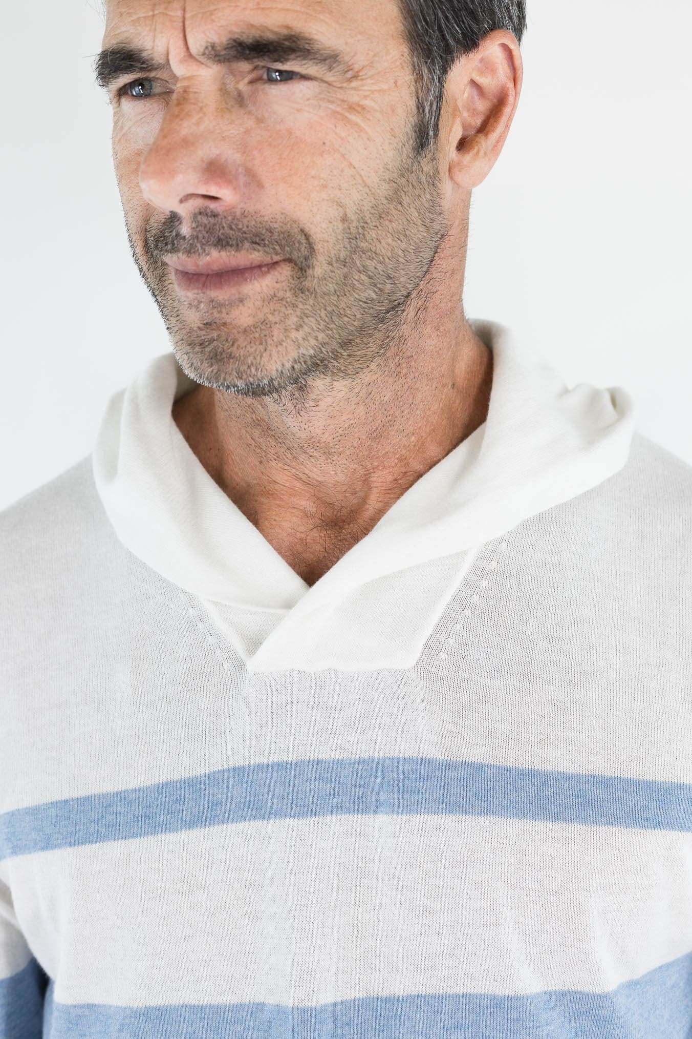 GUARINO Felpa Cappuccio Cotone Cashmere Bianco/Azzurro