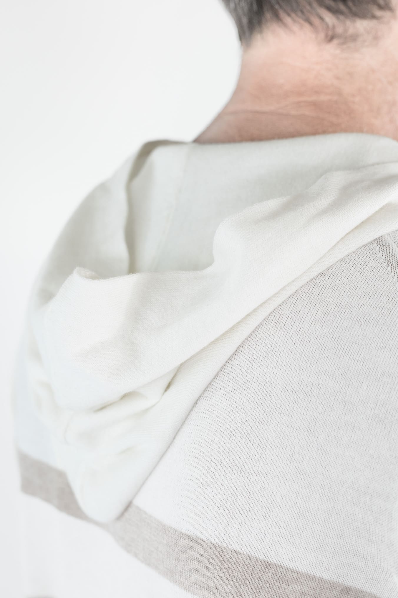 GUARINO Felpa Cappuccio Cotone Cashmere Bianco/Beige