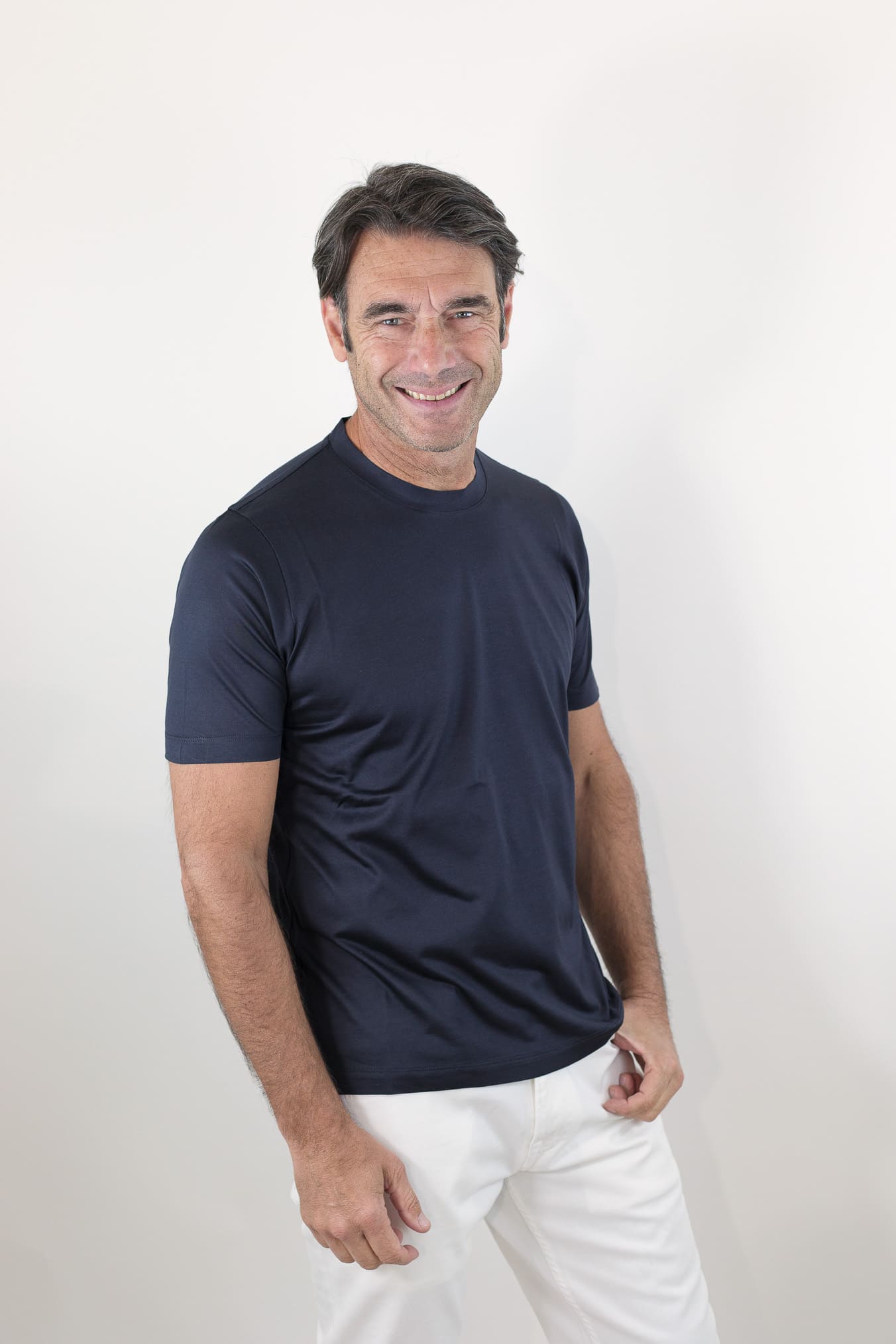 GUARINO T-Shirt Jersey Seta Blu Navy