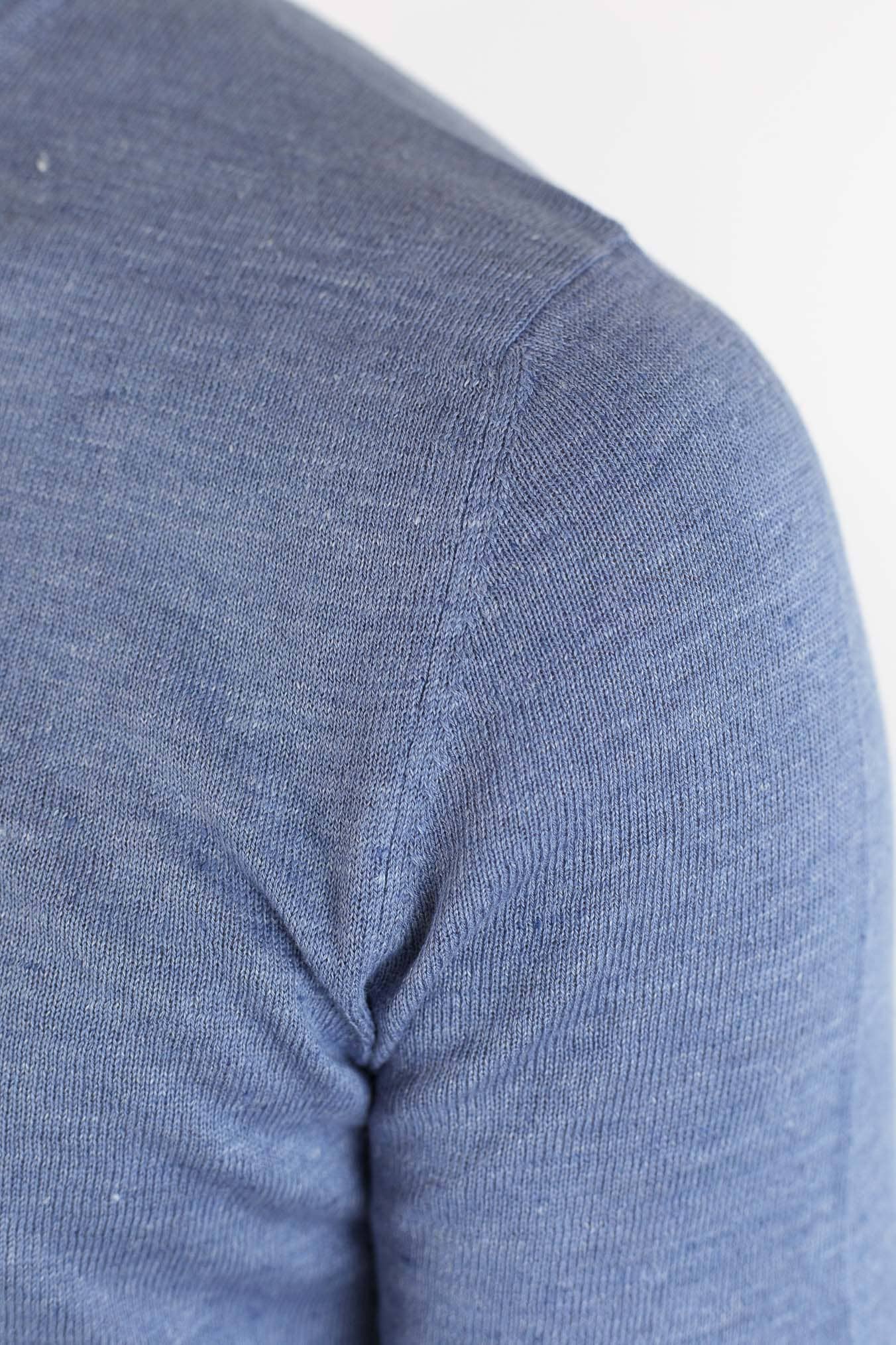 GUARINO T-Shirt Sartoriale Lino Cotone Azzurro