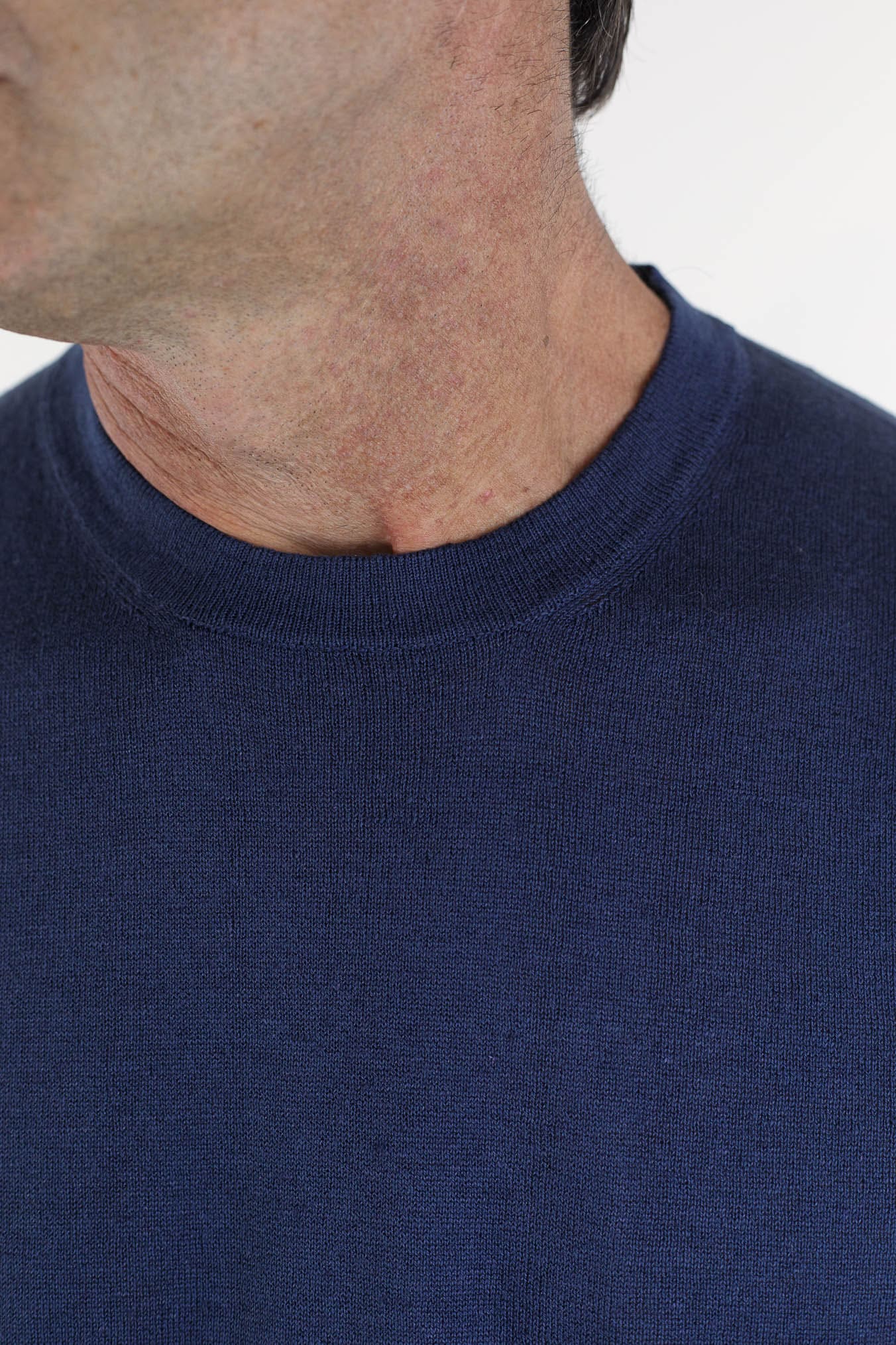 GUARINO T-Shirt Sartoriale Lino Cotone Blu Oceano