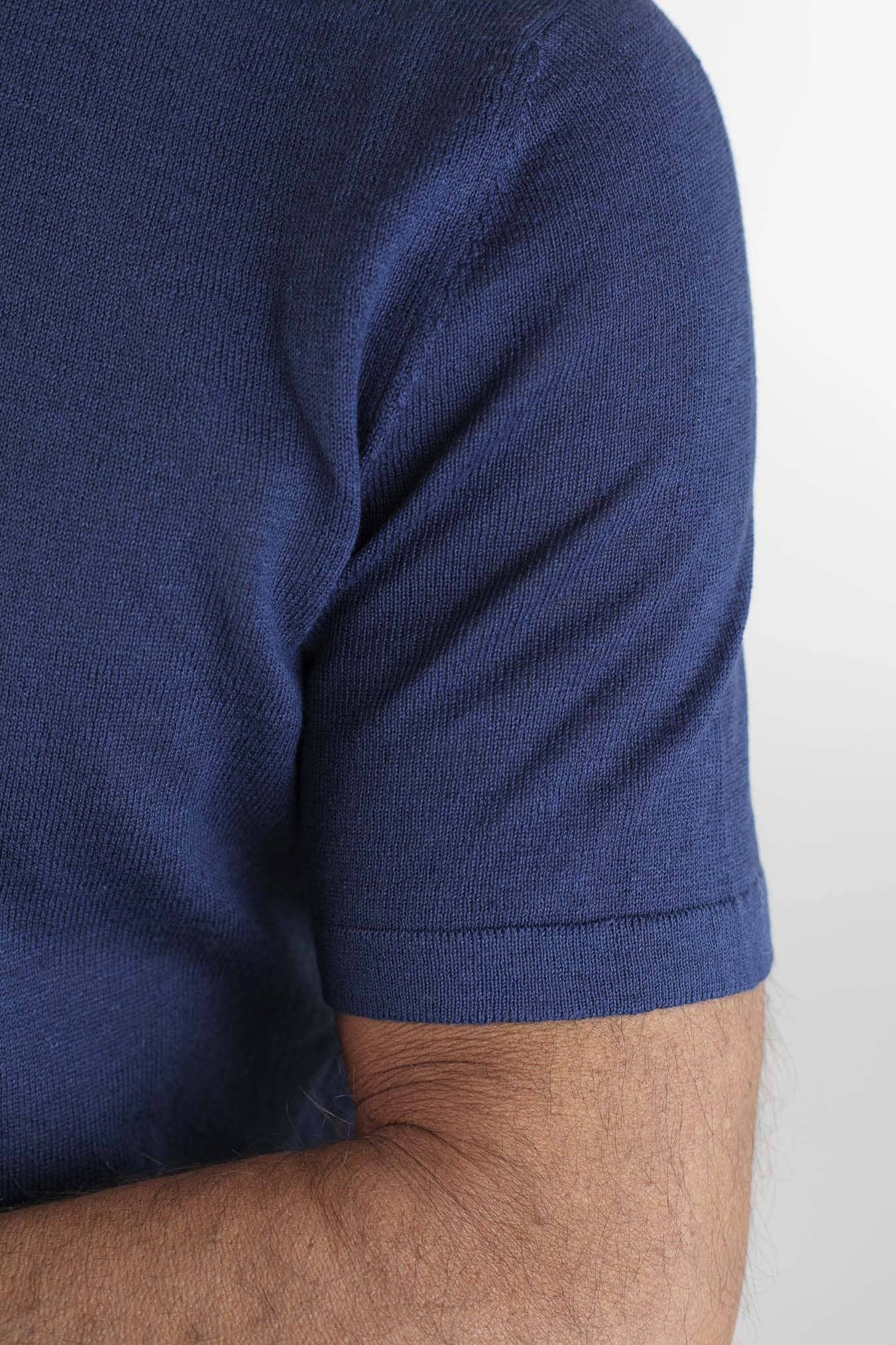 GUARINO T-Shirt Sartoriale Lino Cotone Blu Oceano