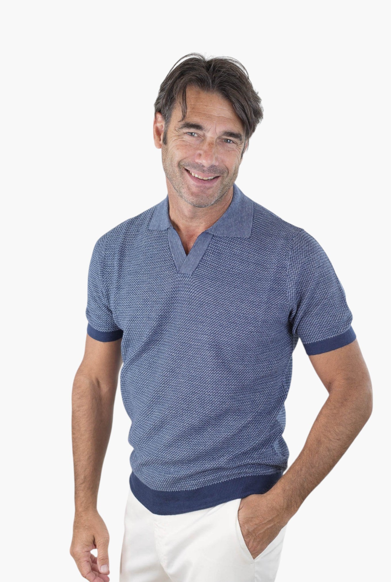 GUARINO Polo Testurizzata Maniche Corte Lino Cotone