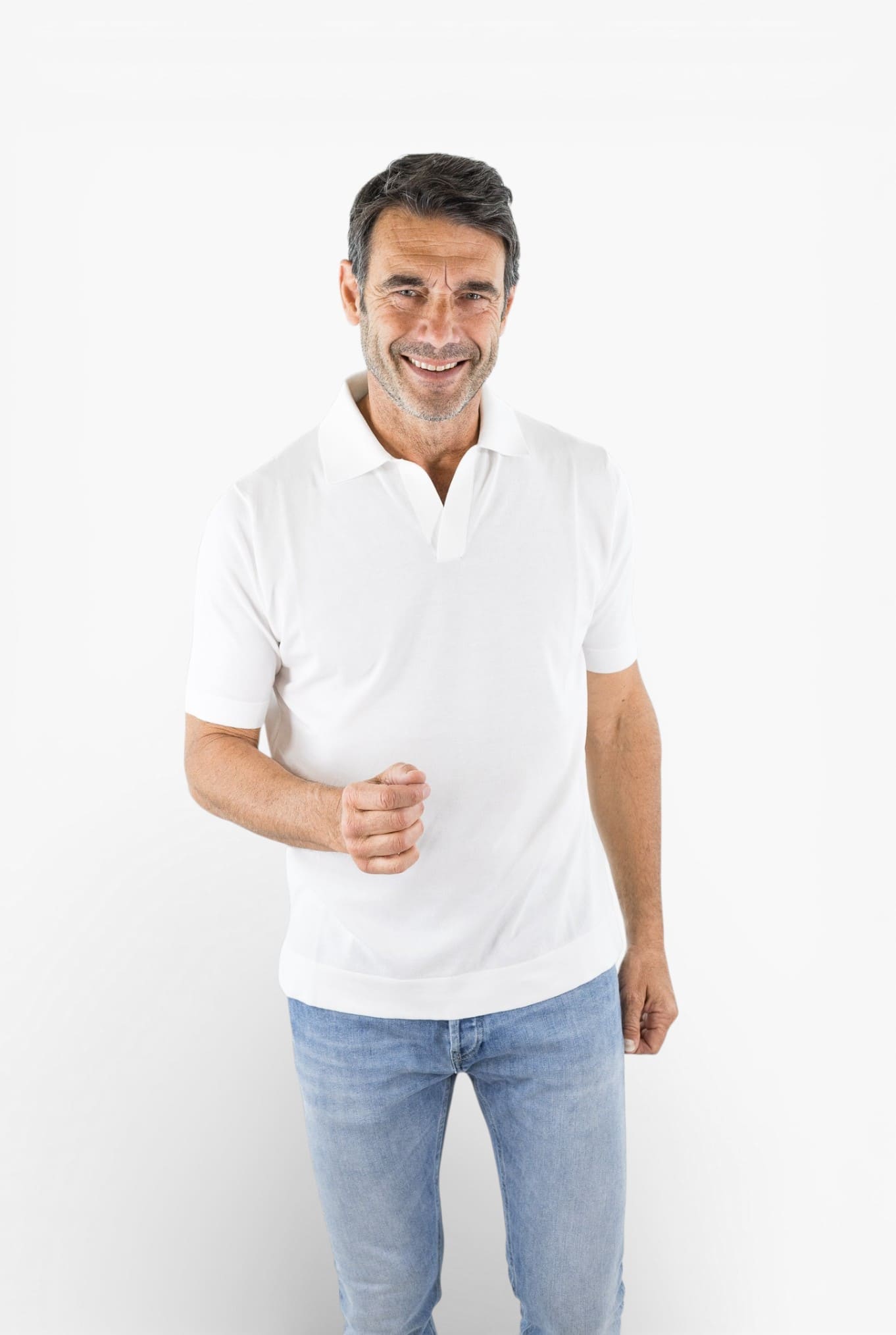 GUARINO Polo Skipper Cotone Crêpe Bianco