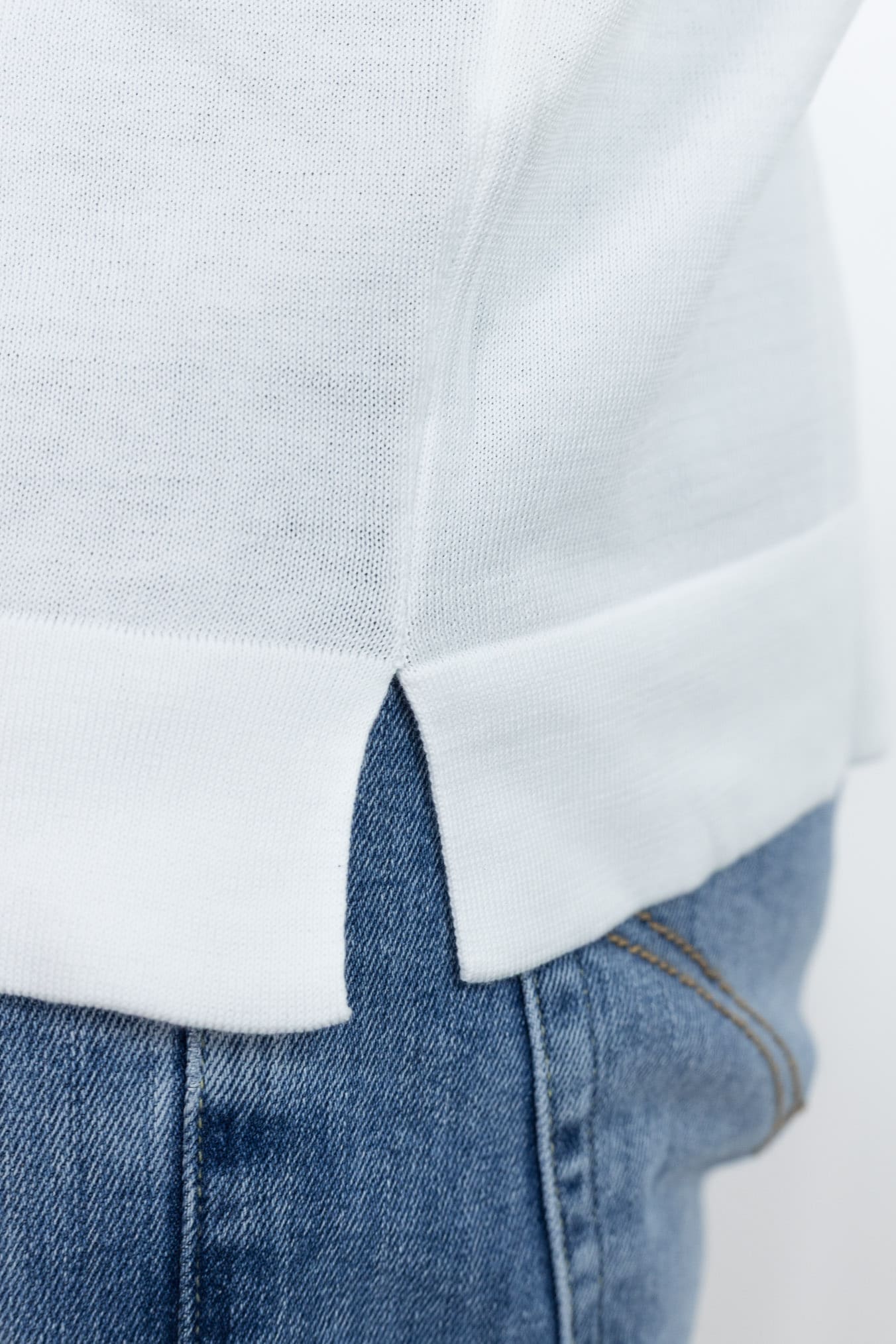 GUARINO Polo Skipper Cotone Crêpe Bianco