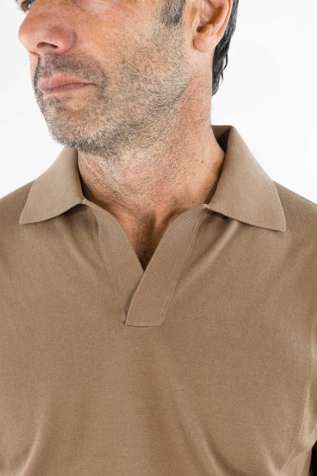 GUARINO Polo Skipper Cotone Crêpe Cammello