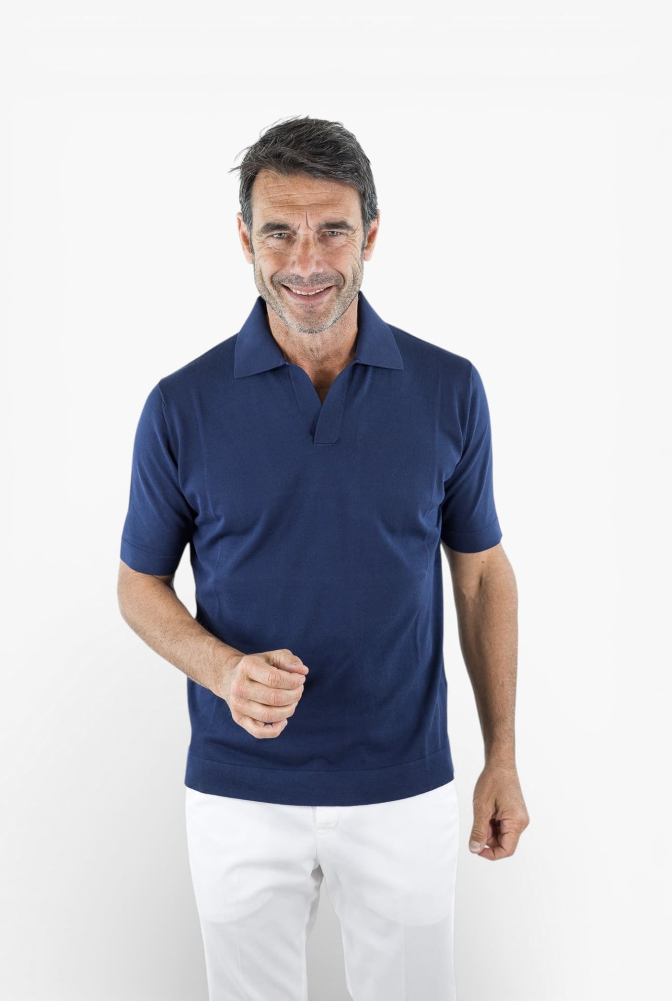 GUARINO Polo Skipper Cotone Crêpe Blu Royal
